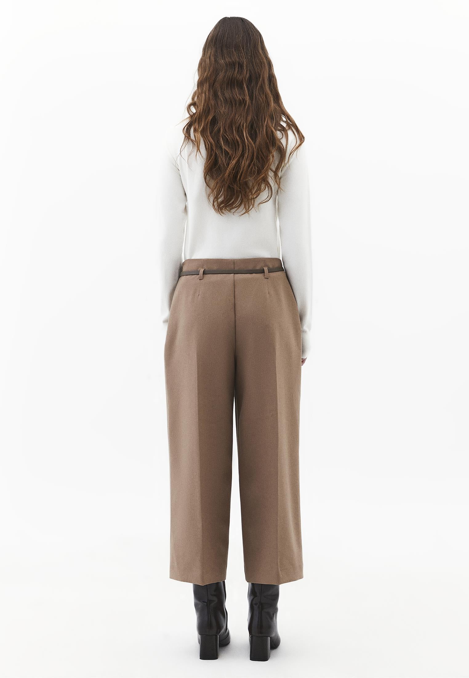 Ultra High Waist Wide Leg Pants - DESERT TAUPE
