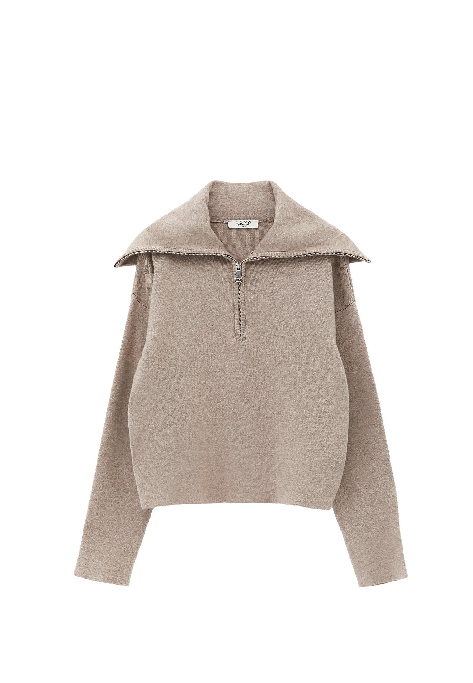 Polo Neck Viscose Sweater - DESERT TAUPE