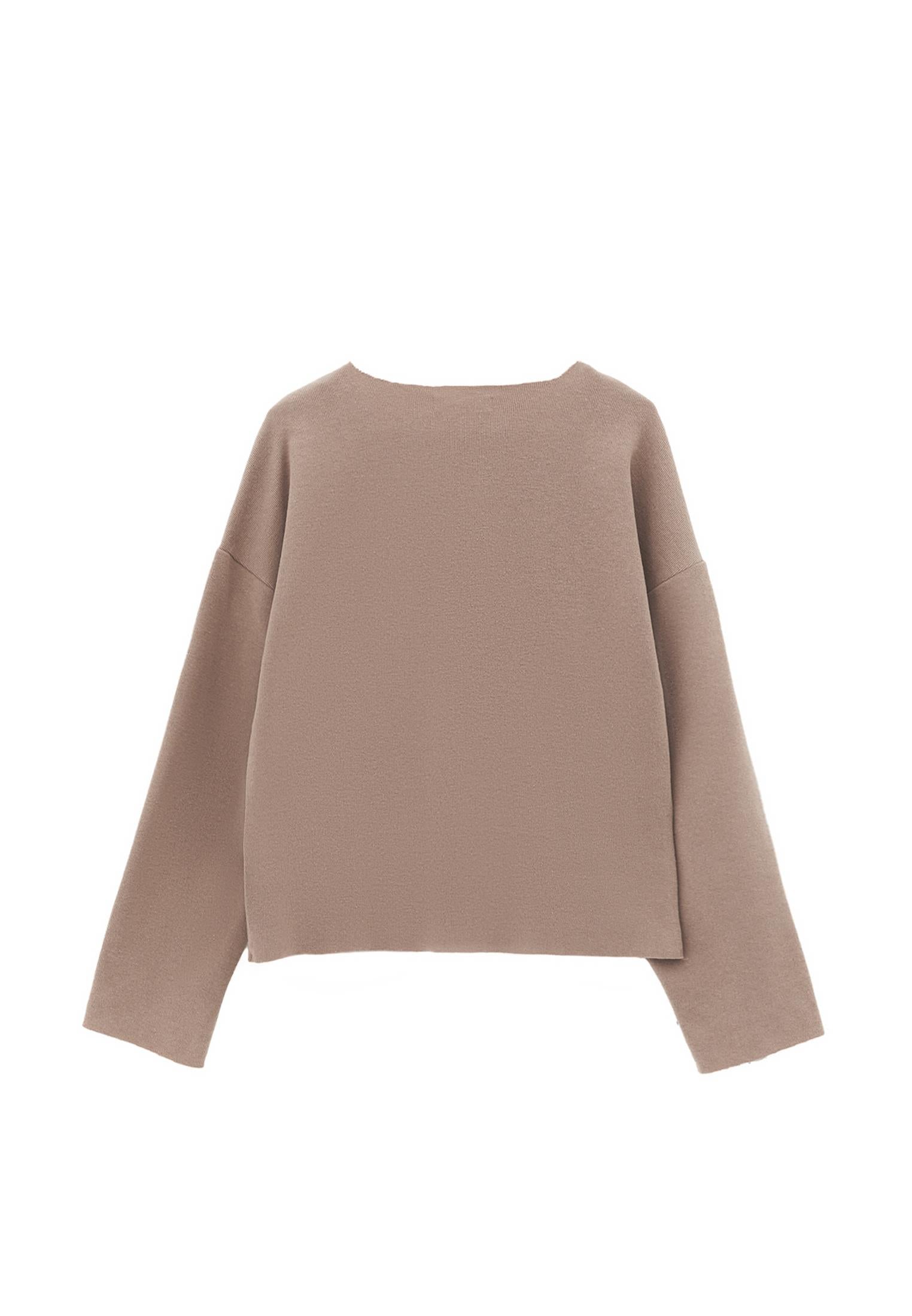 Loose V-Neck Sweater - DESERT TAUPE