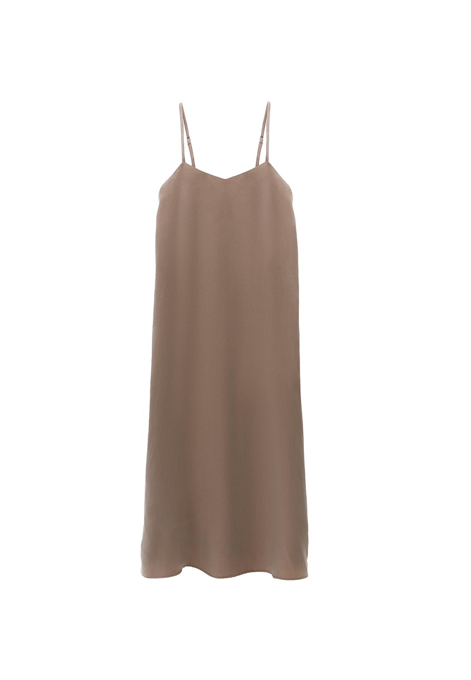 Long A-Line Dress With Straps - DESERT TAUPE