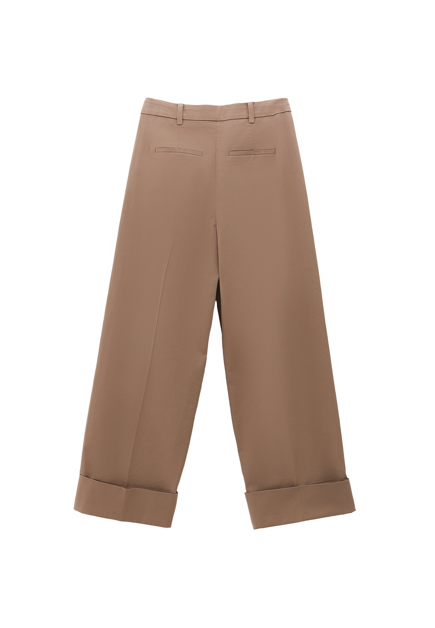 Pleated Ultra High Waist Straight Leg Women Pants - DESERT TAUPE