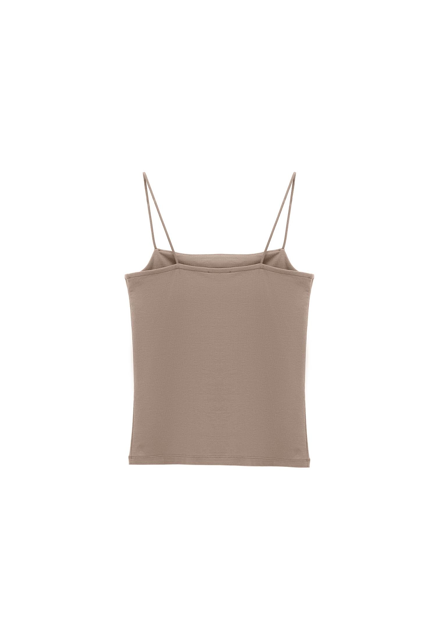 Wide Neck Bodycon Tank Top - DESERT TAUPE