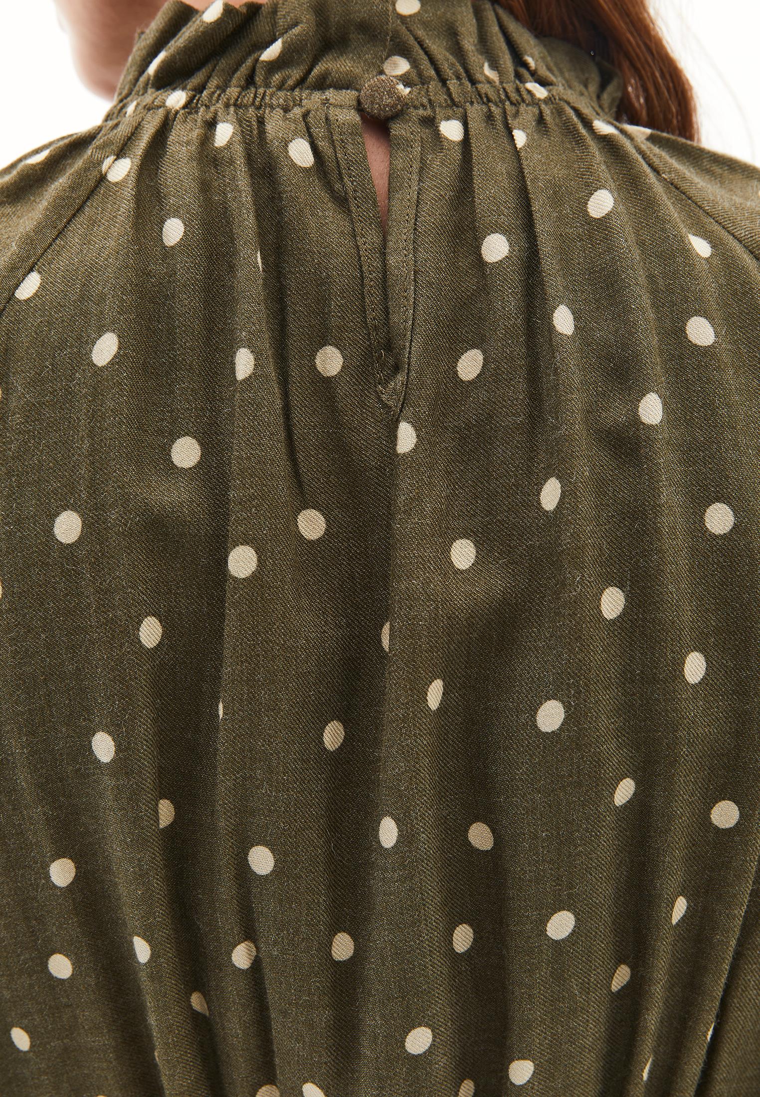 High Neck Printed Short Dress - DOT COMB