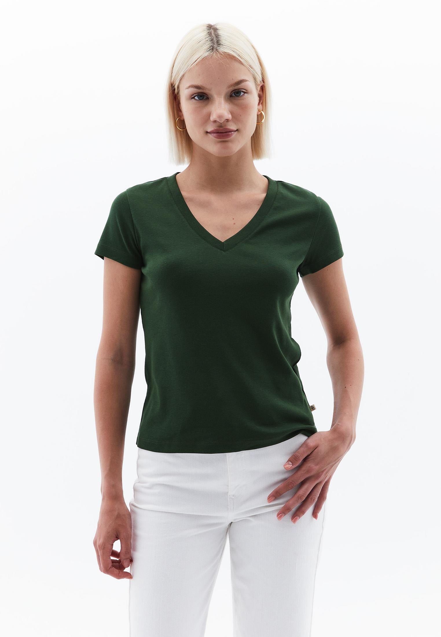 V Neck Short Sleeve Women's T-Shirt - DOUGLAS FIR
