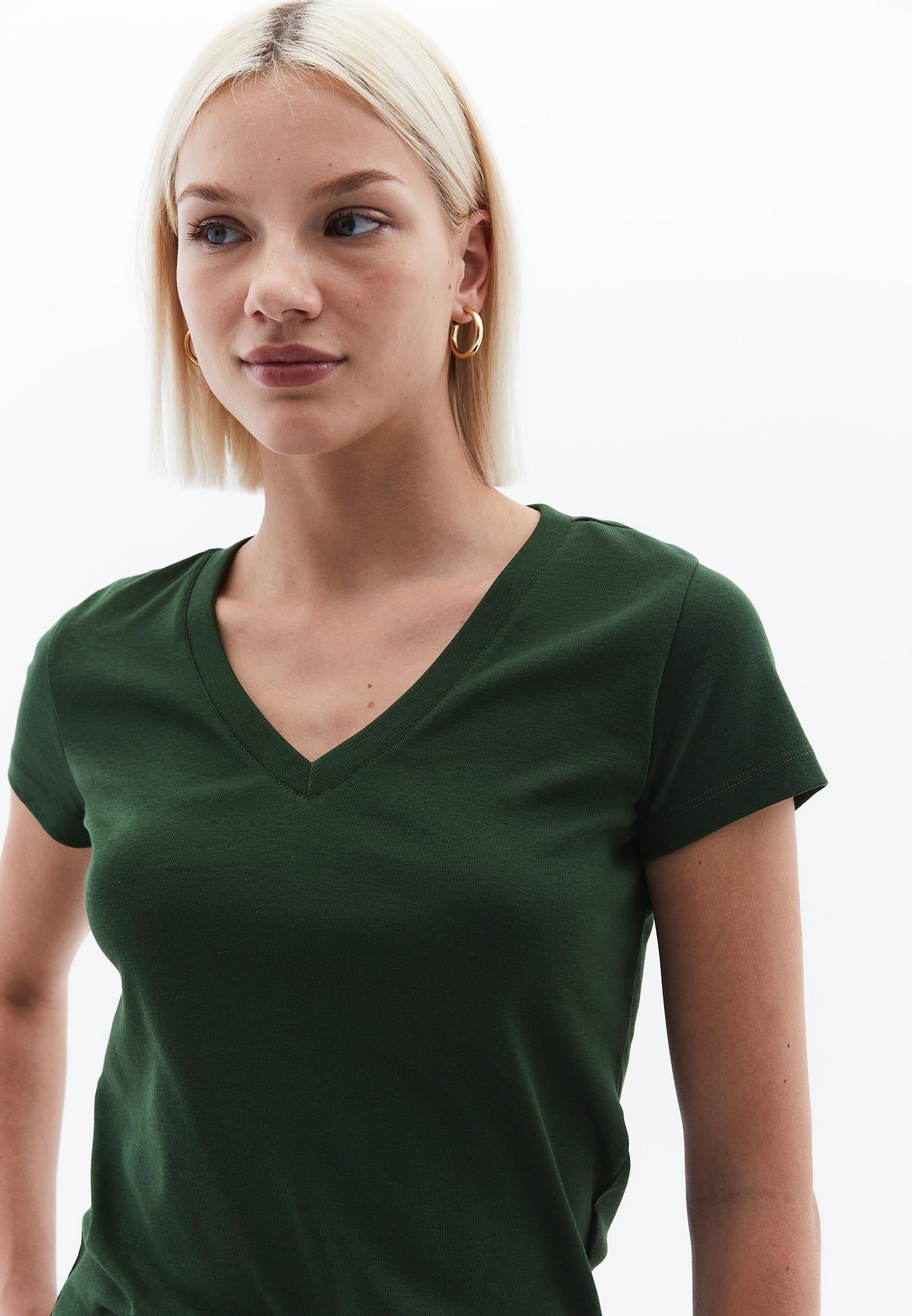 V Neck Short Sleeve Women's T-Shirt - DOUGLAS FIR