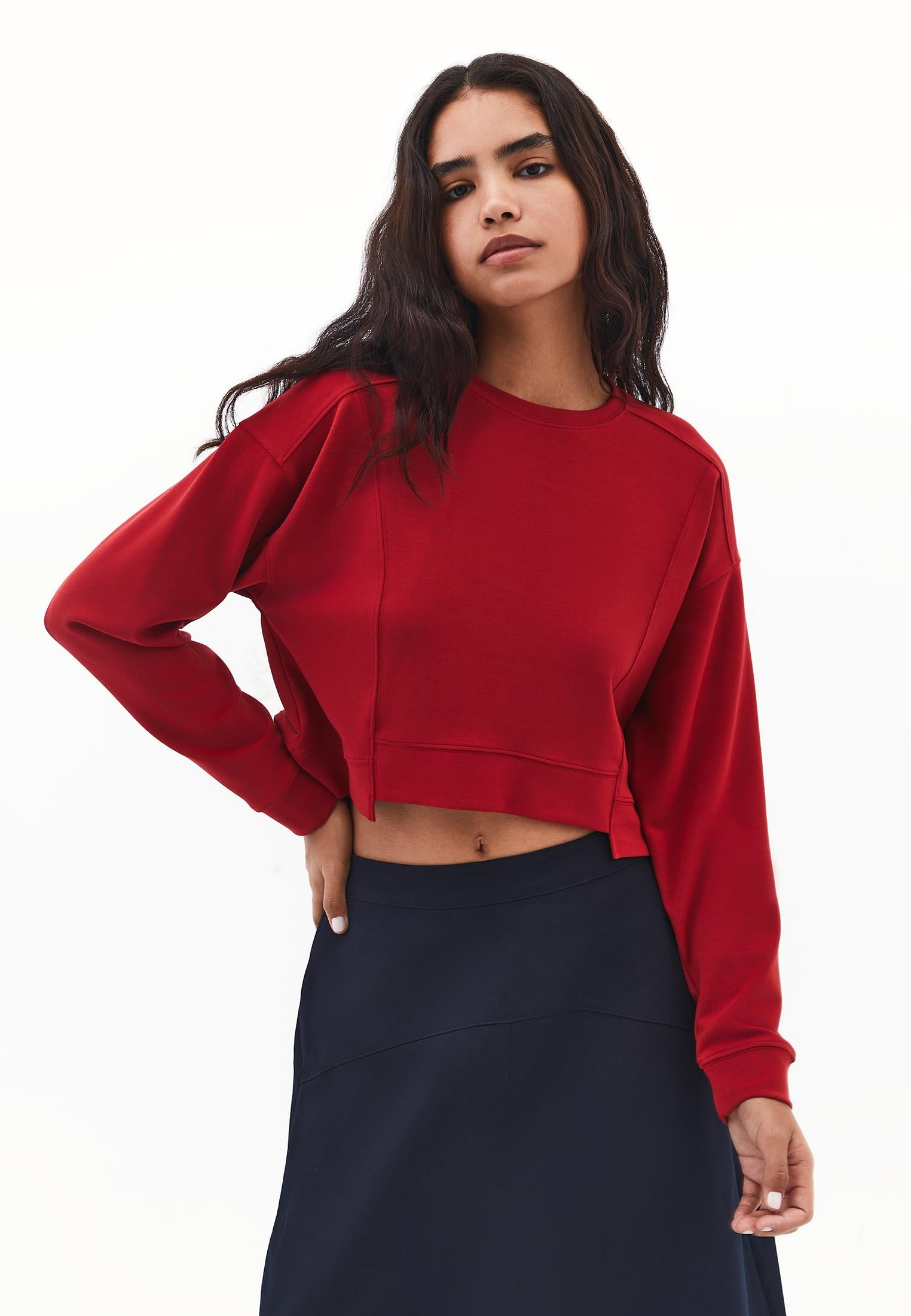 Asymmetric Cut Cropped Sweatshirt - EMBOLDENED