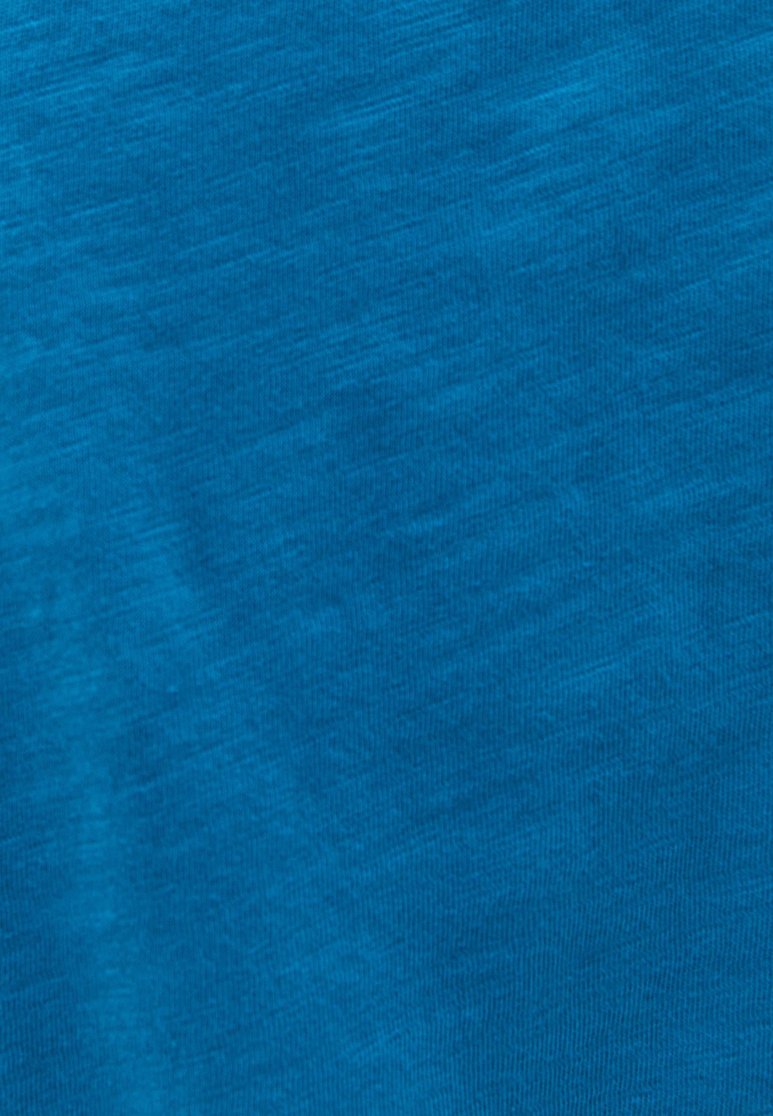 V Neck Loose T-Shirt - ENAMEL BLUE