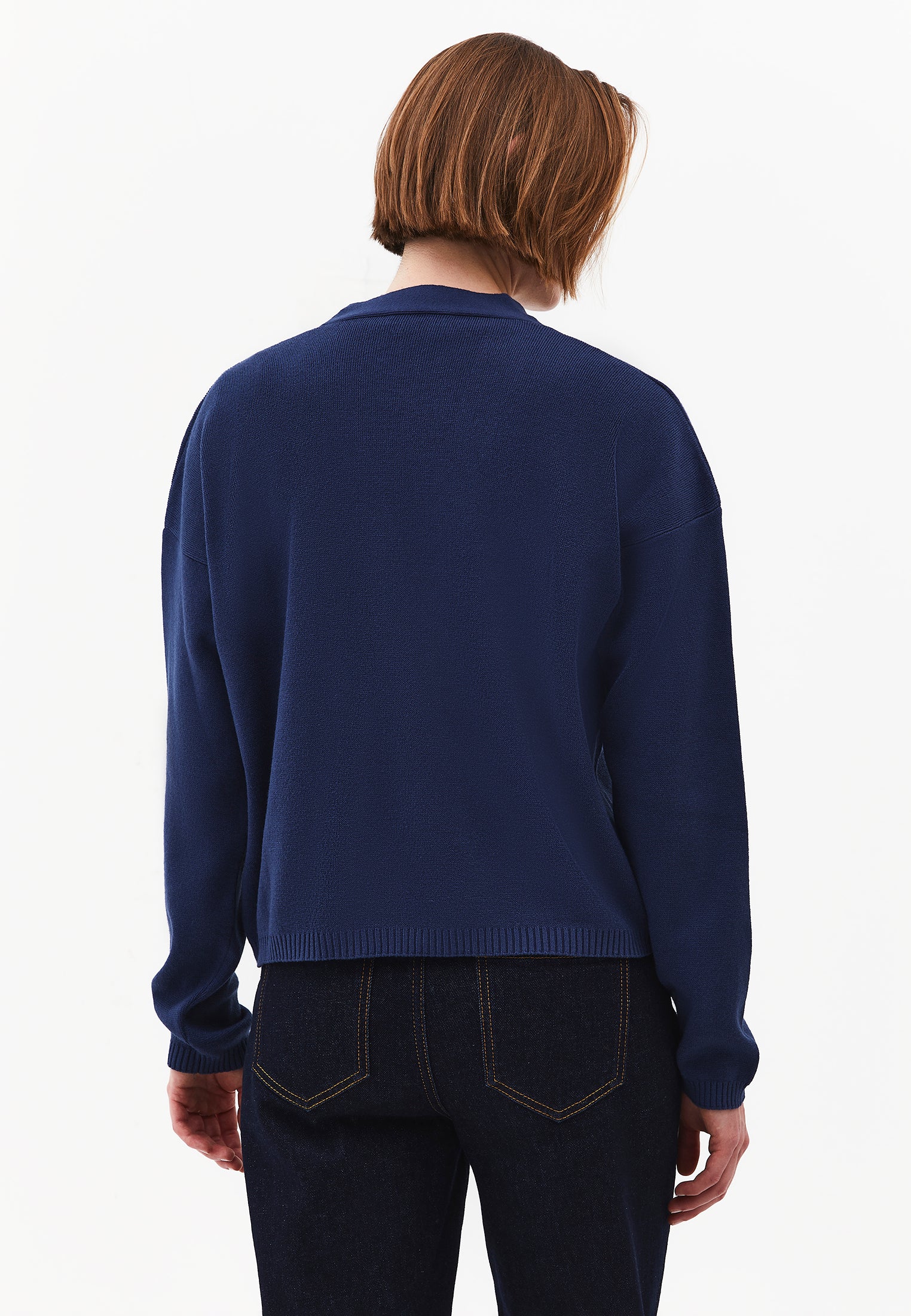 V-Neck Long Sleeve Cardigan - ENSIGN BLUE
