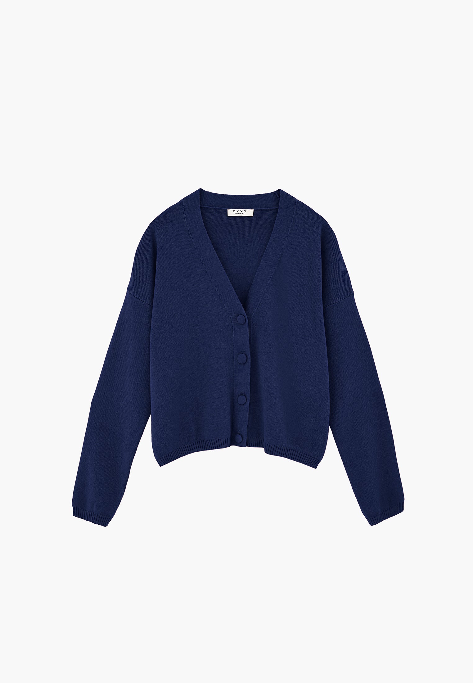 V-Neck Long Sleeve Cardigan - ENSIGN BLUE