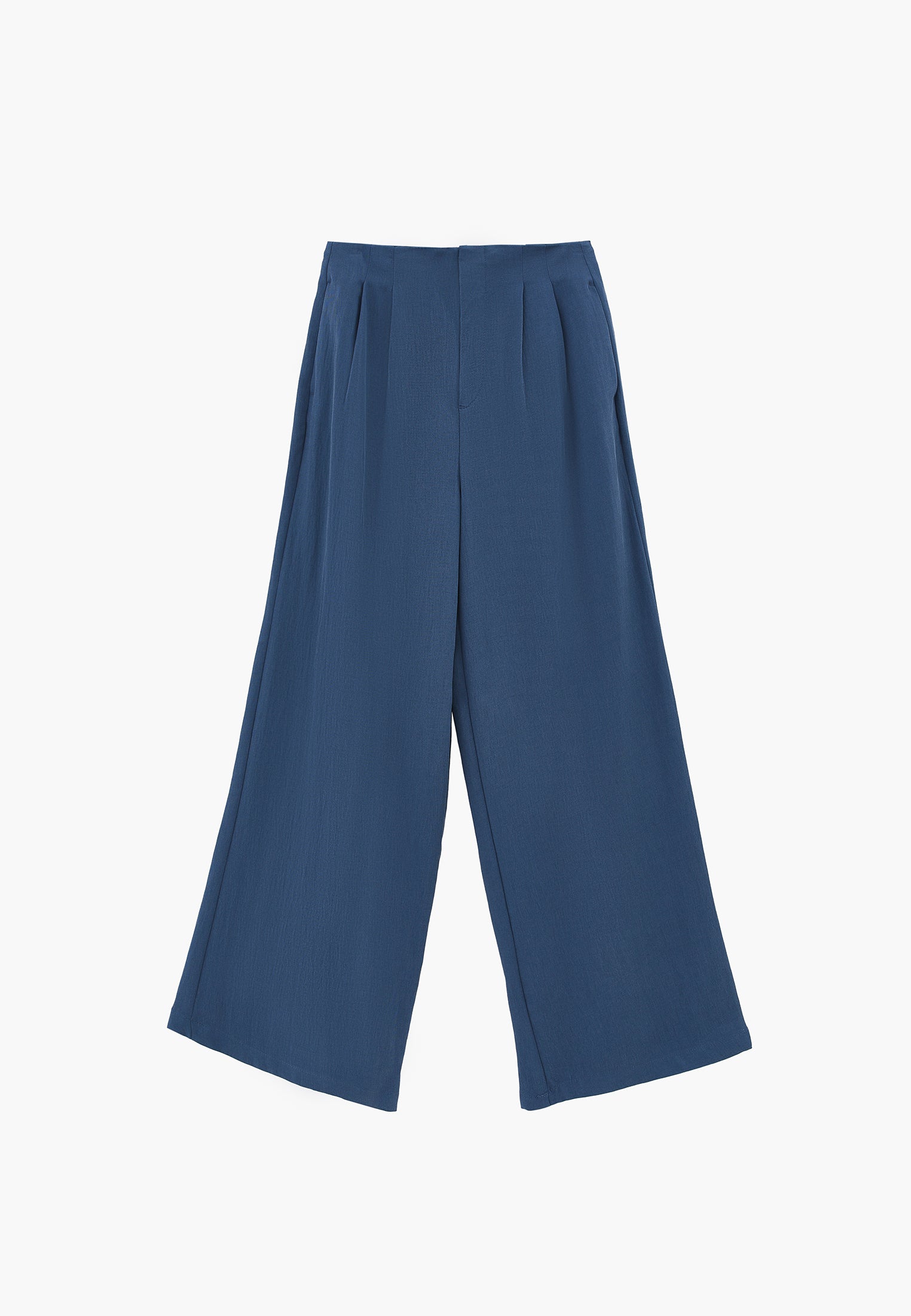 Pleated Ultra High Waist Wide Leg Pants - ENSIGN BLUE