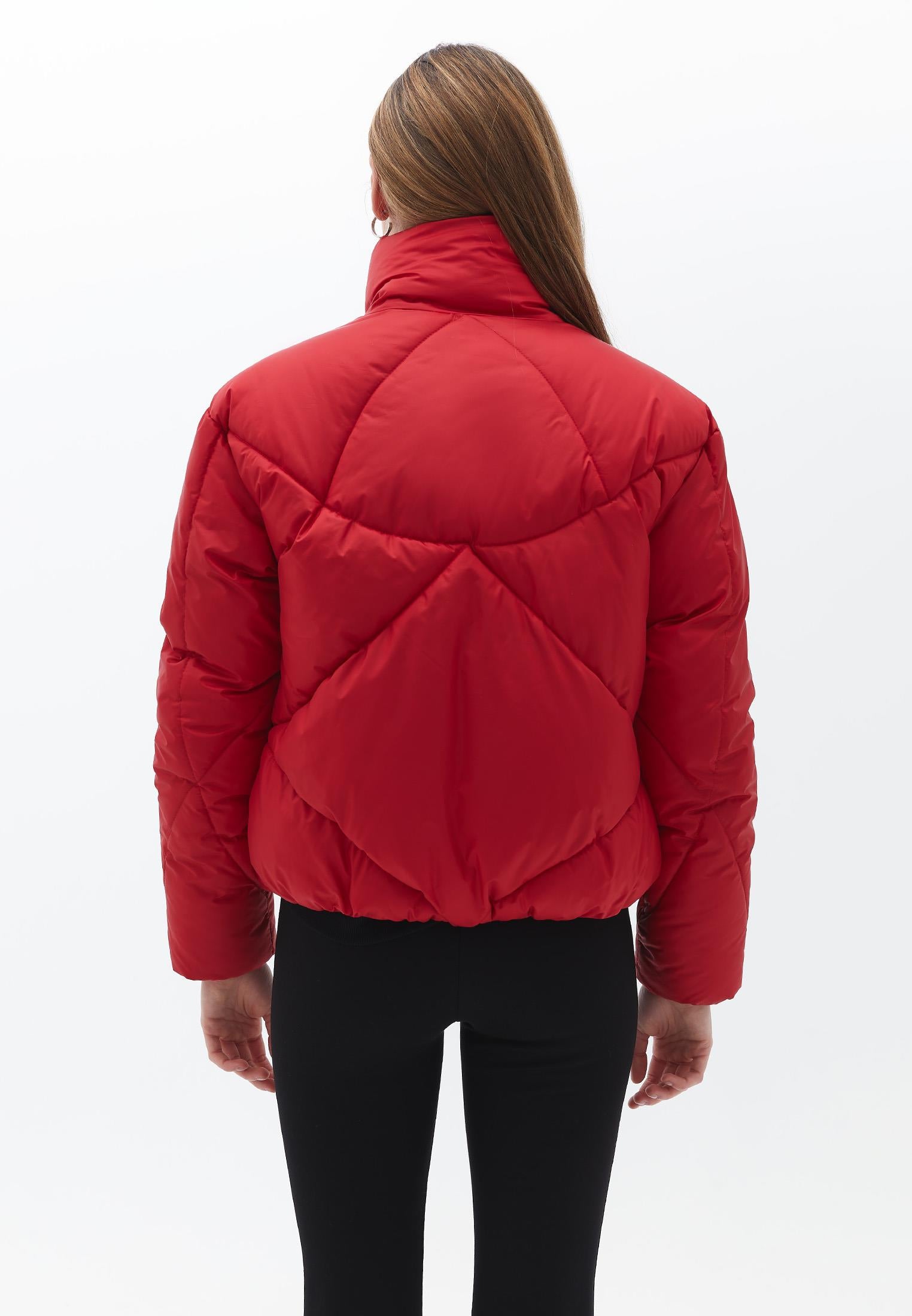 High Neck Long Sleeve Coat - EQUESTRIAN RED