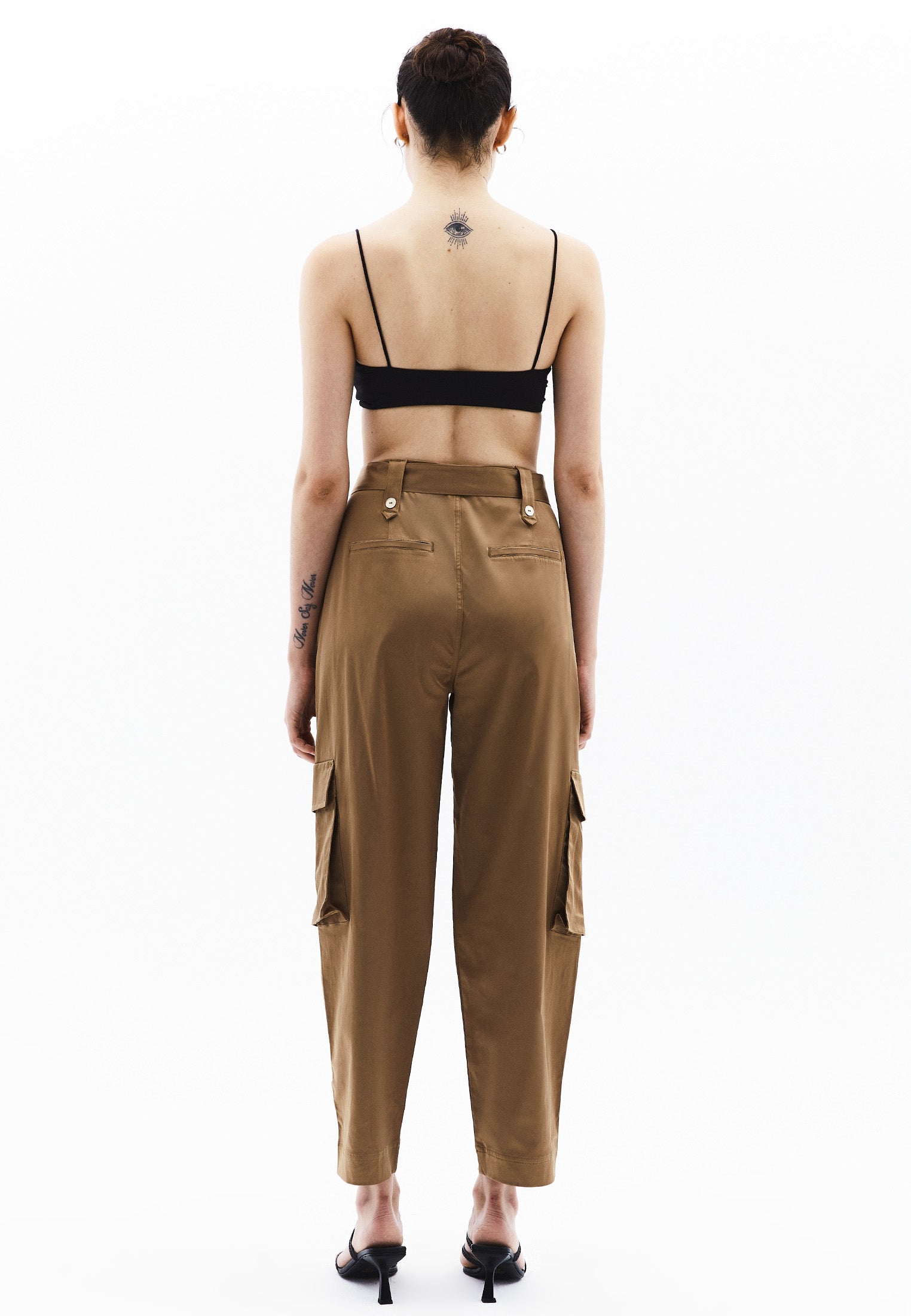 Women Pants High Waist Carrot Fit Belt Detailed - ERMINE