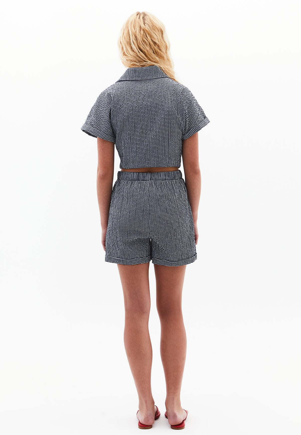Ultra High Waist Shorts - EVENING BLUE GINGHAM