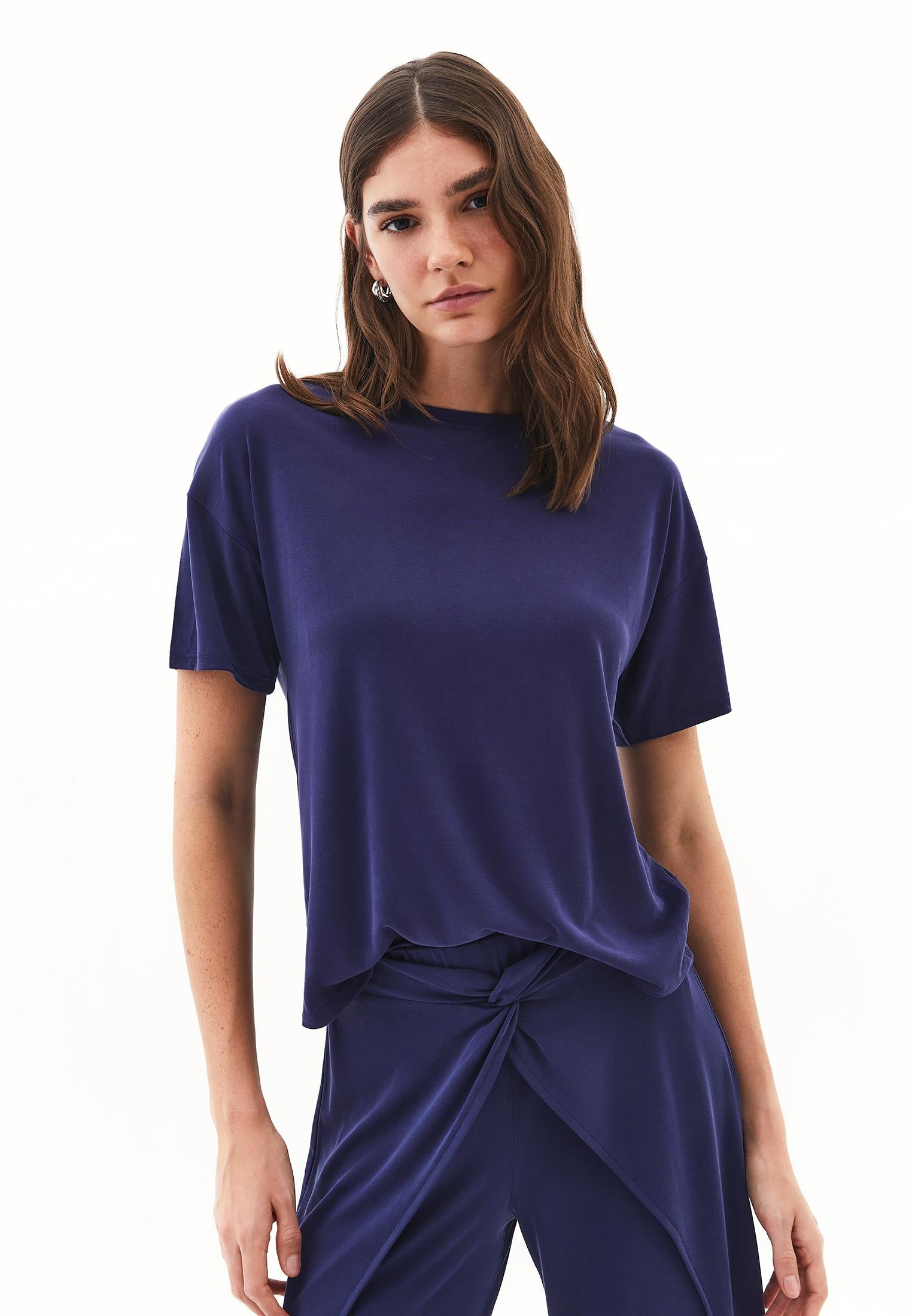 Standard Loose Short Sleeve T-Shirt - EVENING BLUE
