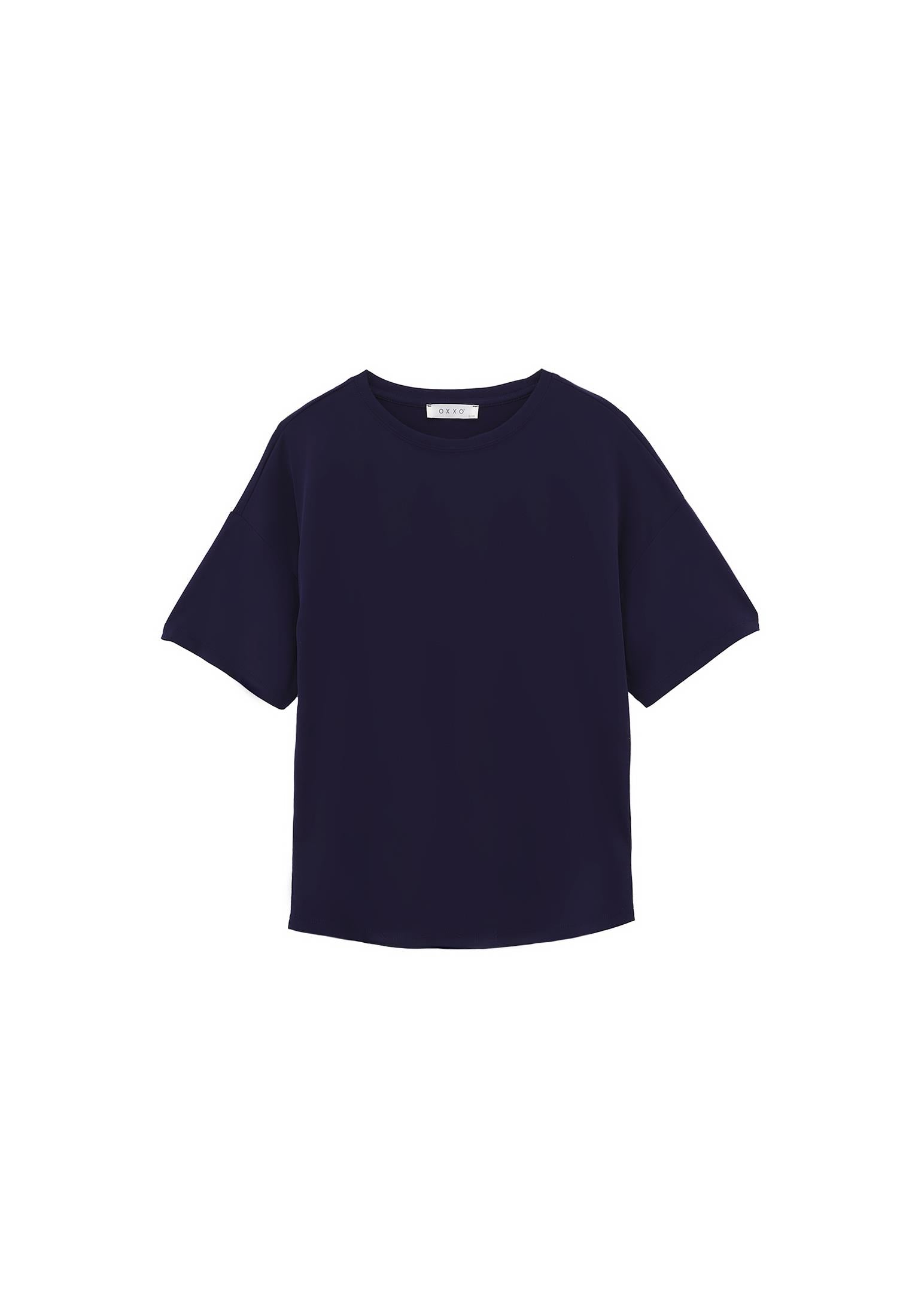 Crew Neck Short Sleeve T-Shirt - EVENING BLUE
