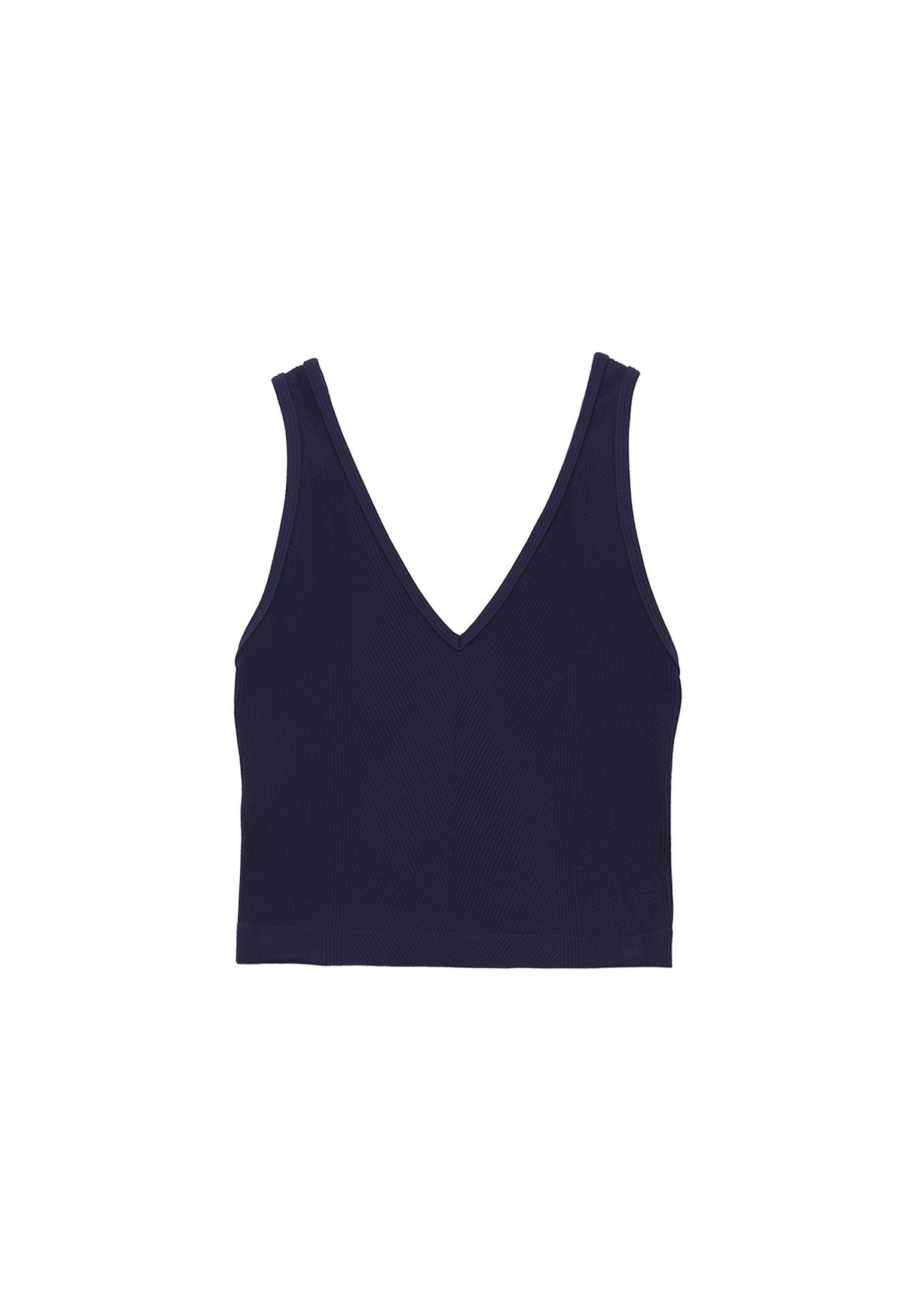 V Neck Bodycon Tank Top - EVENING BLUE