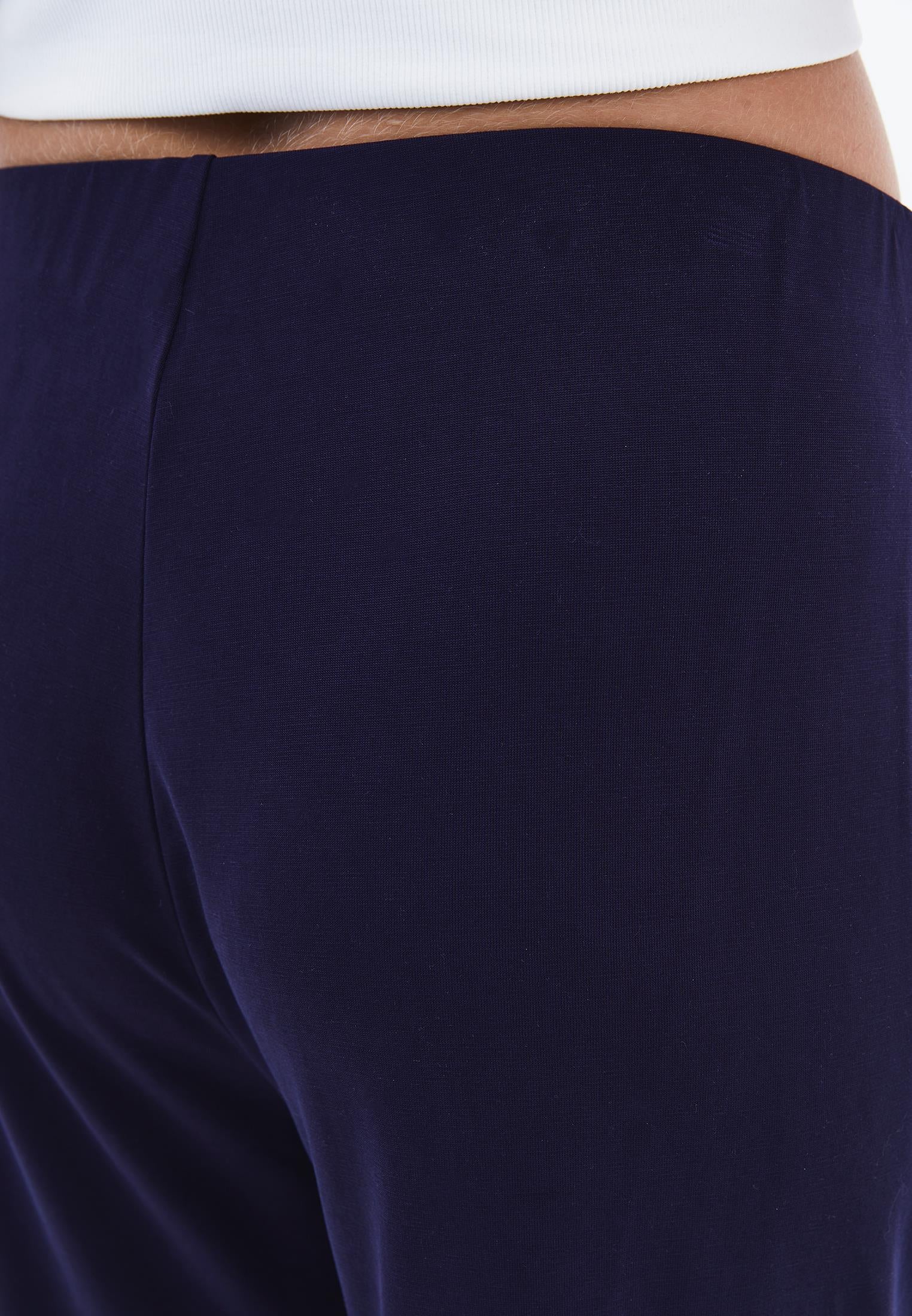 Wide Leg Regular Waist Trousers - EVENING BLUE