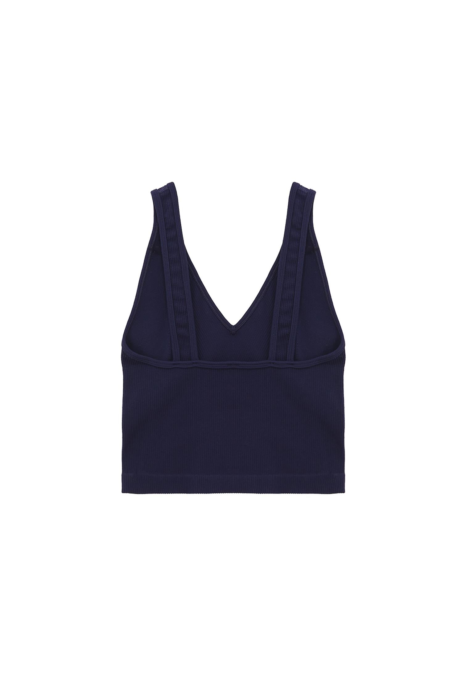 V Neck Bodycon Tank Top - EVENING BLUE