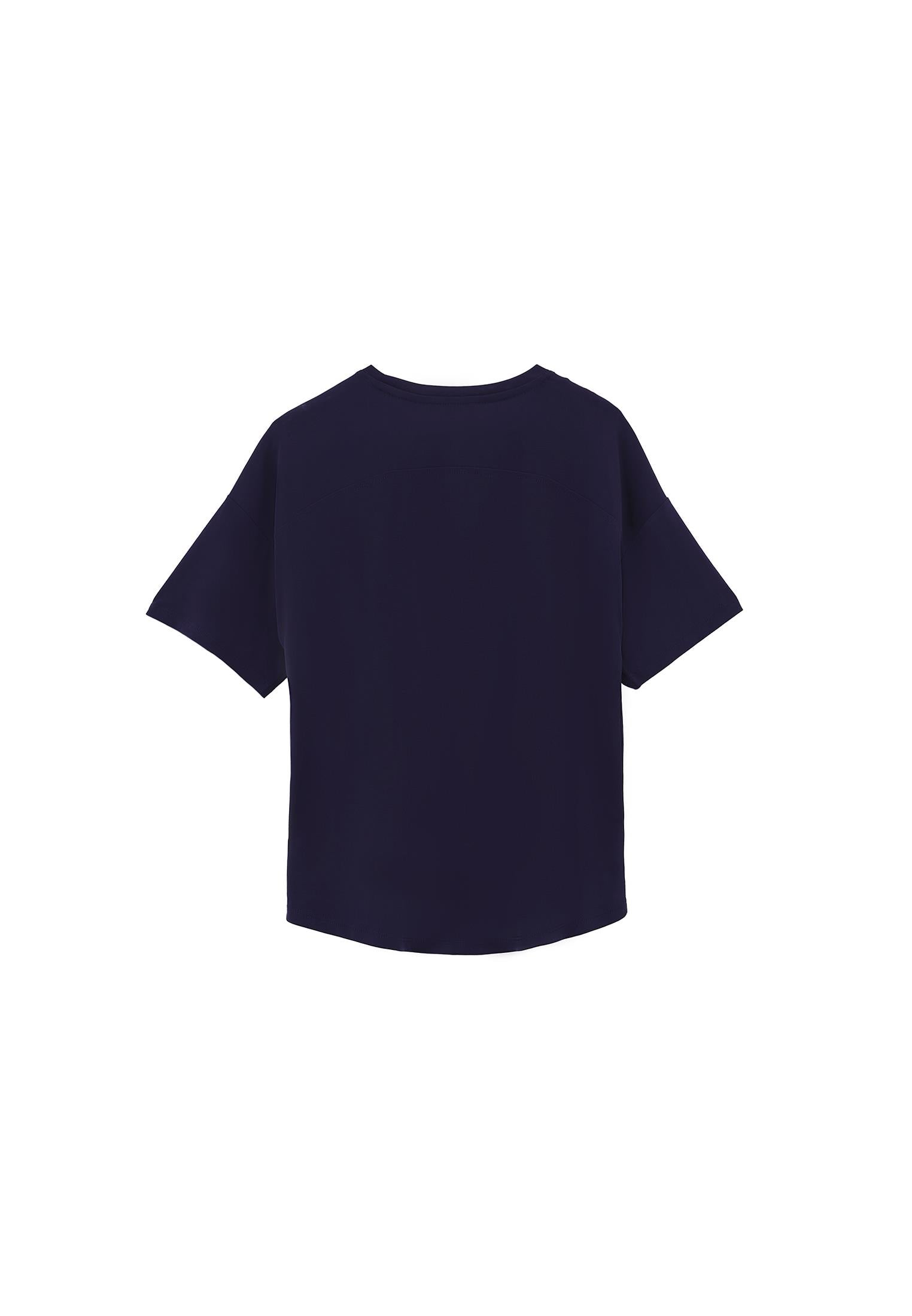 Crew Neck Short Sleeve T-Shirt - EVENING BLUE