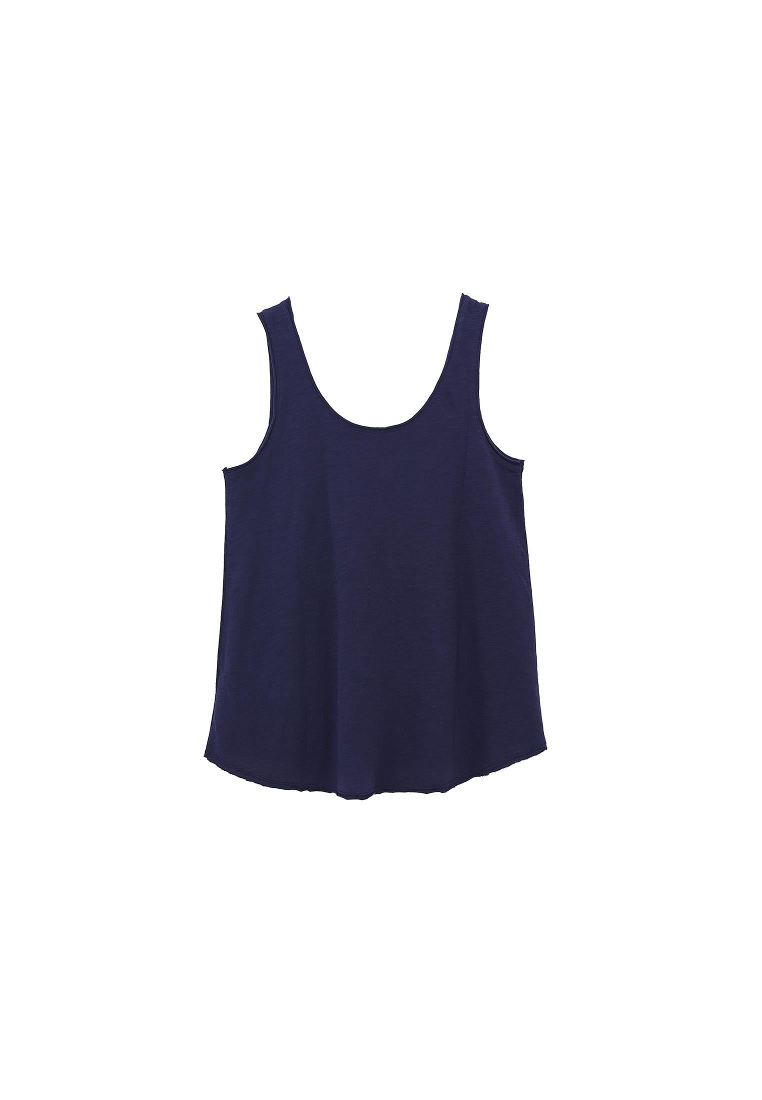 U Neck Sleeveless Tank Top - EVENING BLUE