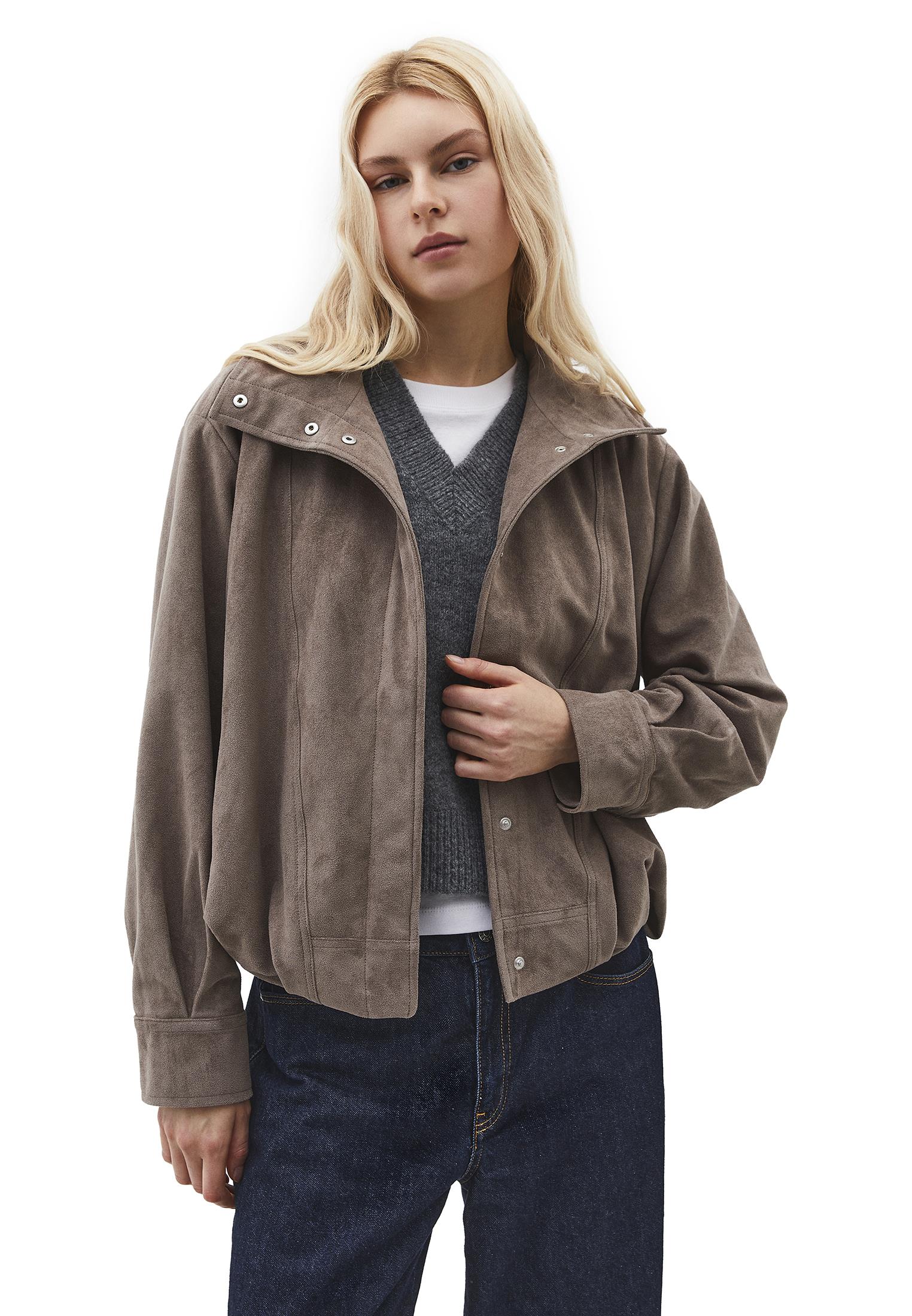 High Neck Pleated Oversize Jacket - FALCON