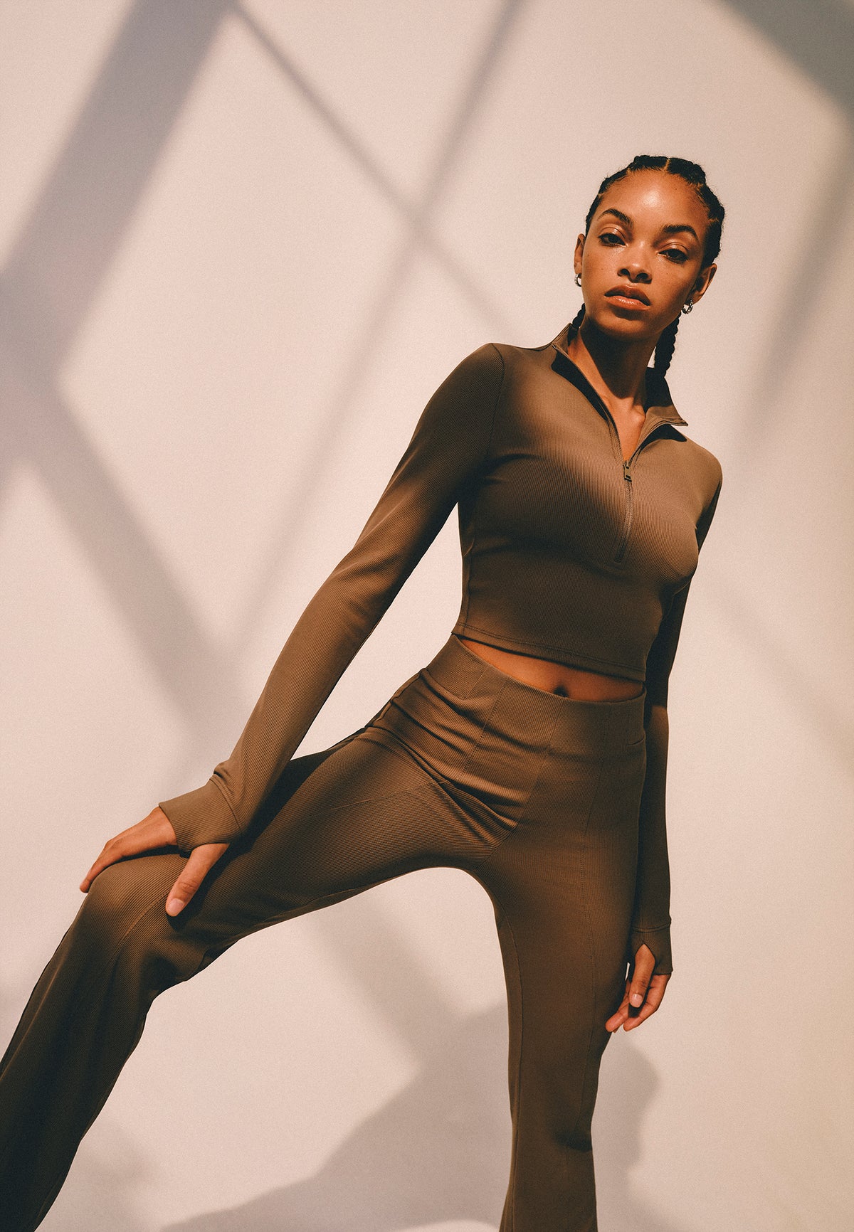 High Neck Long Sleeve Cropped T-Shirt - FALCON