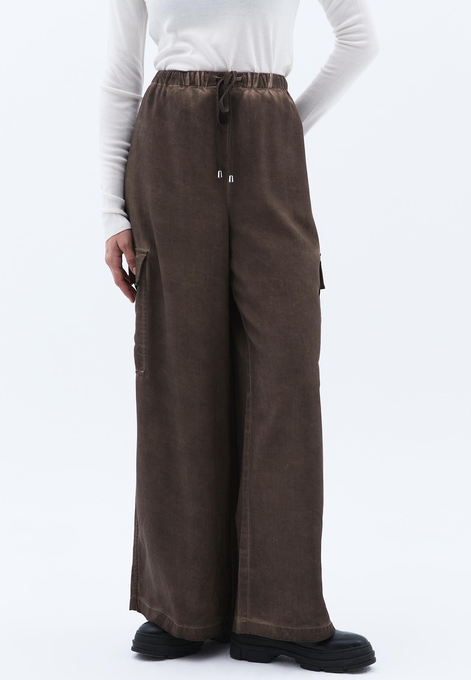 Tie Waist Wide Leg Pants - FALCON