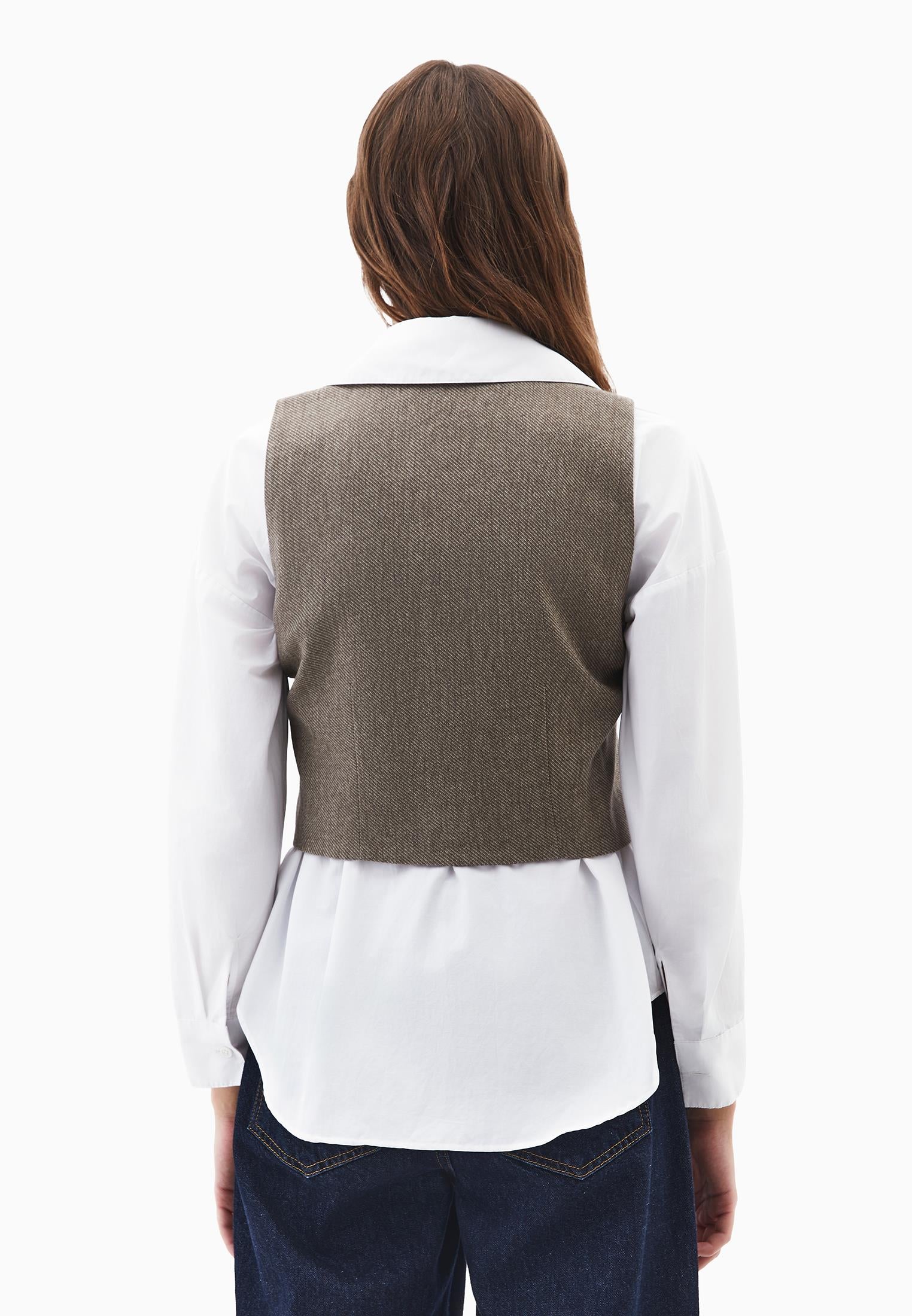 V Neck Wool Vest - FALCON
