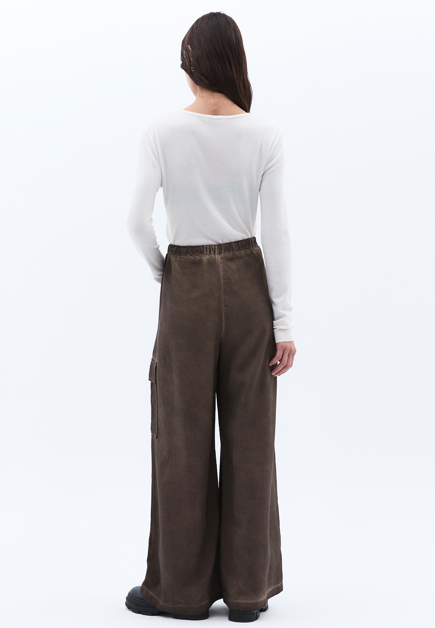 Tie Waist Wide Leg Pants - FALCON