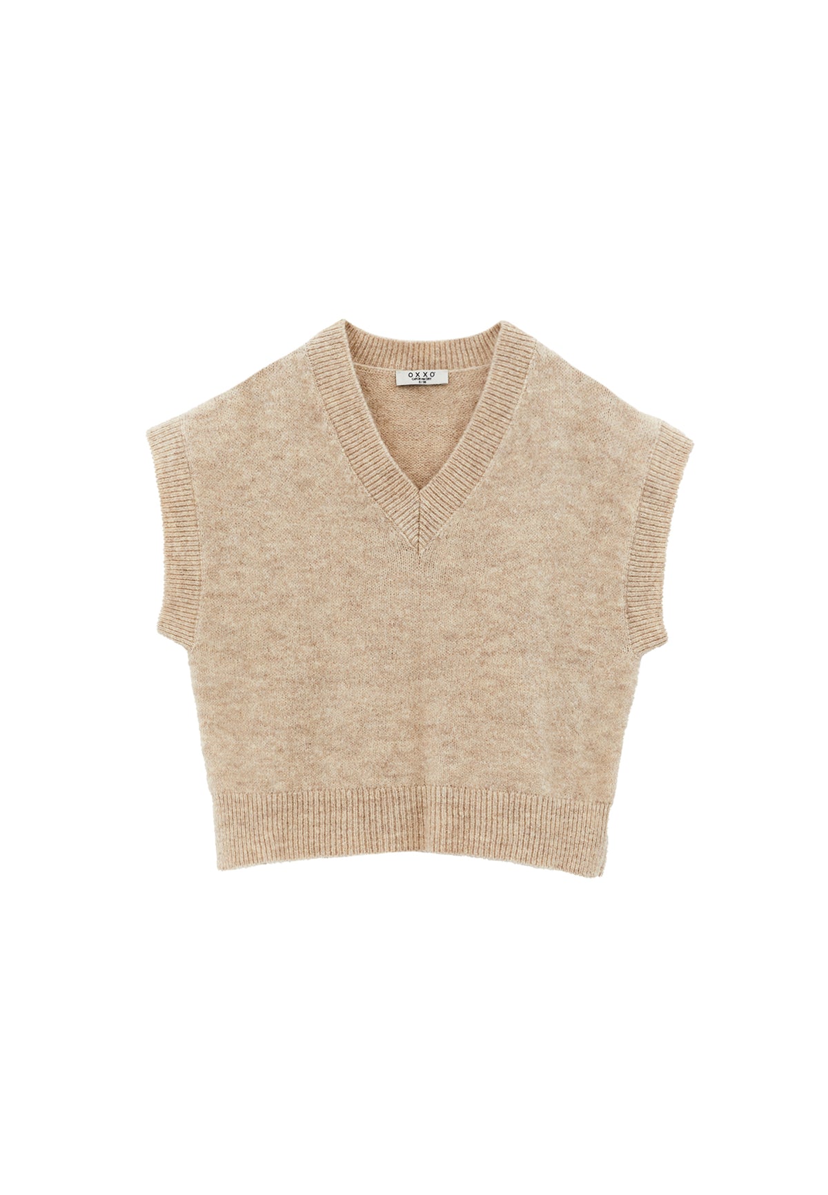 V Neck Sleeveless Knit Vest - FEATHER GRAY MELANGE