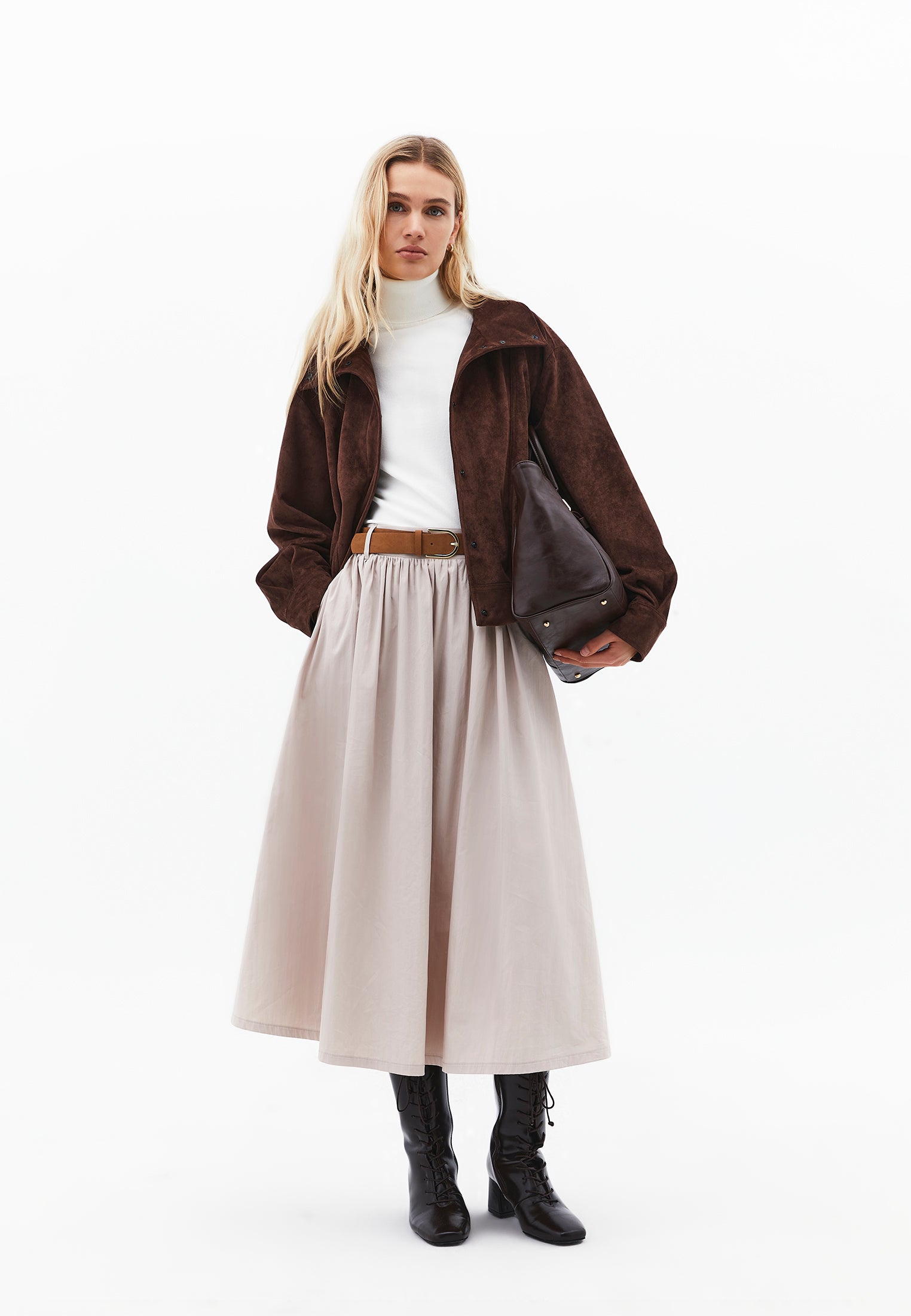 A-Line Long Skirt - FEATHER GRAY