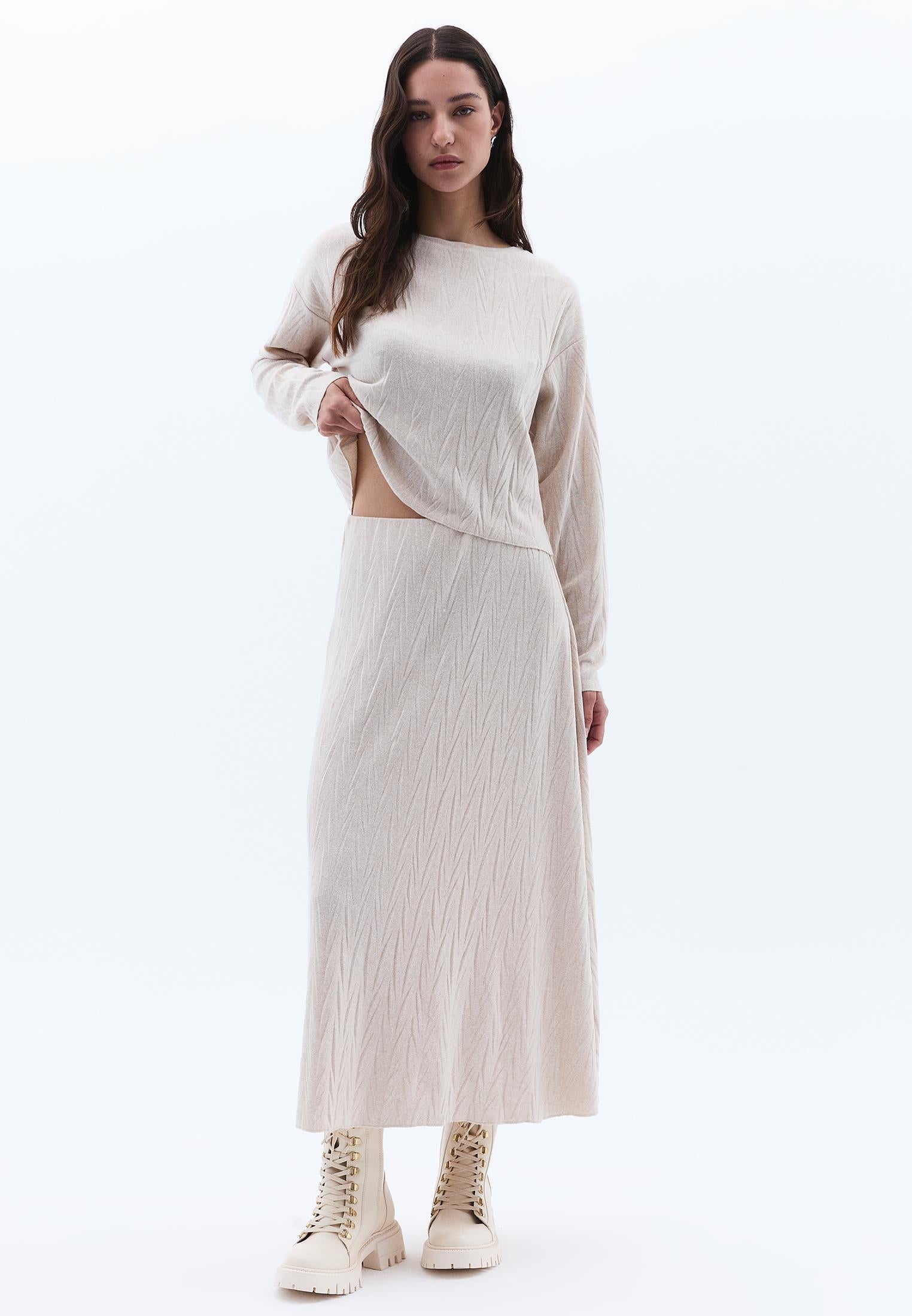 Midi Flared Skirt - FEATHER GRAY