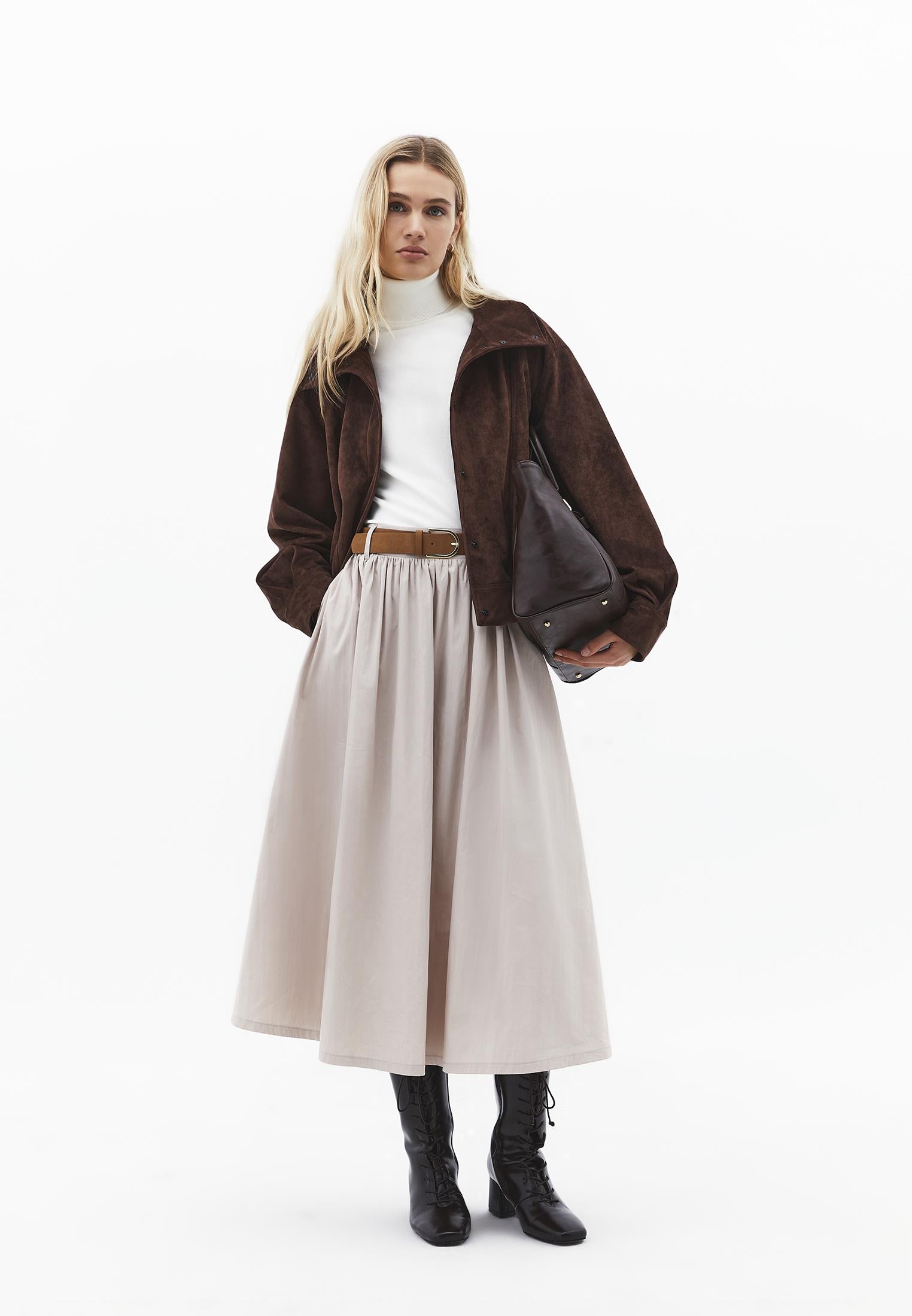 A-Line Long Skirt - FEATHER GRAY