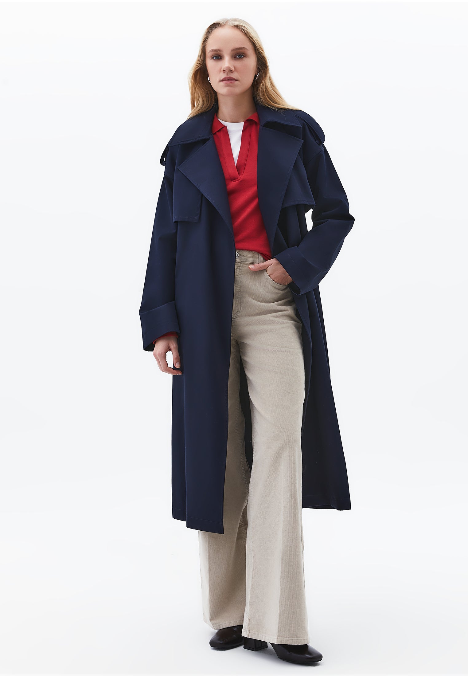 Corduroy Wide Leg Pants - FEATHER GRAY