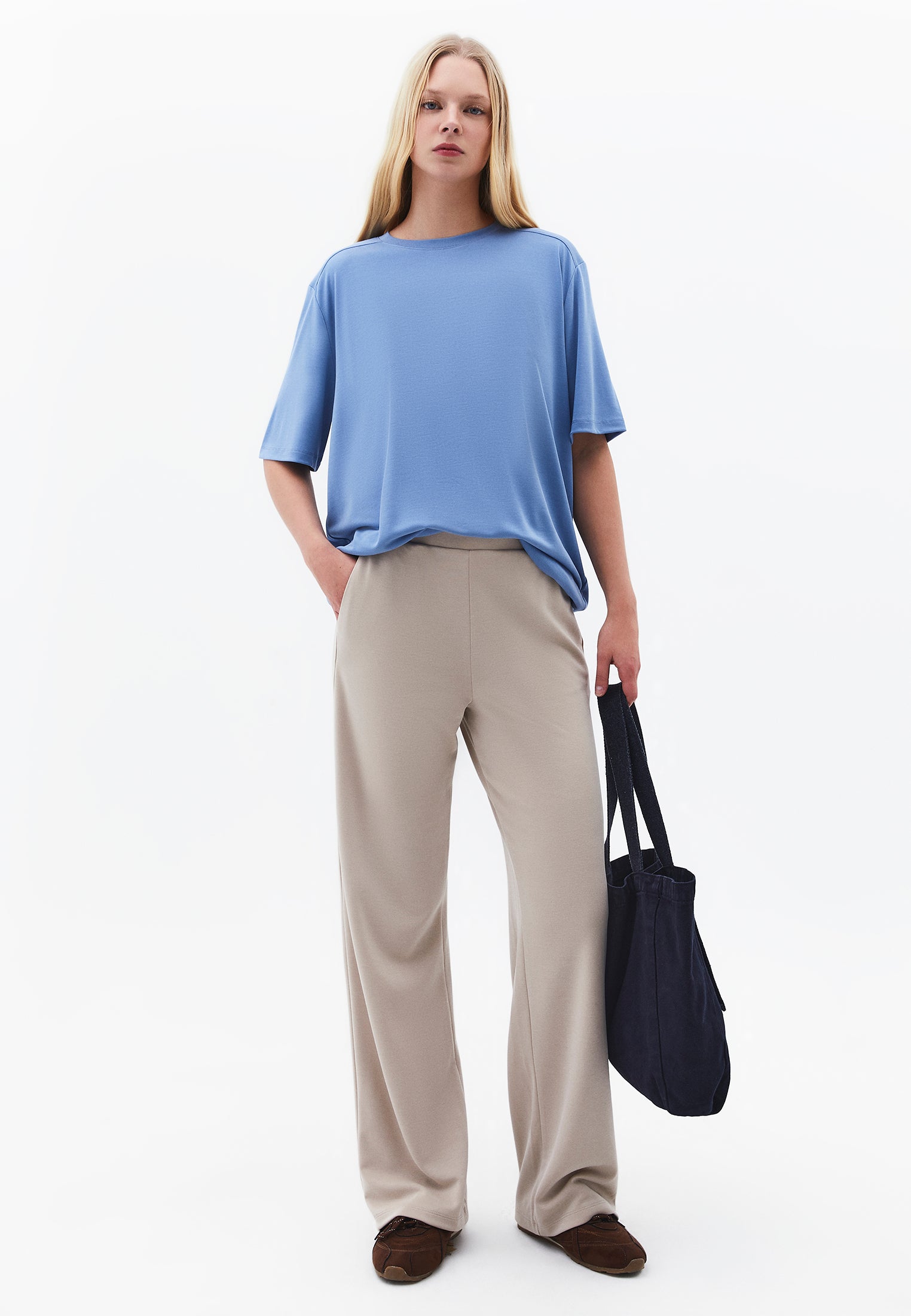 Straight Leg High Waist Sweatpant - FEATHER GRAY