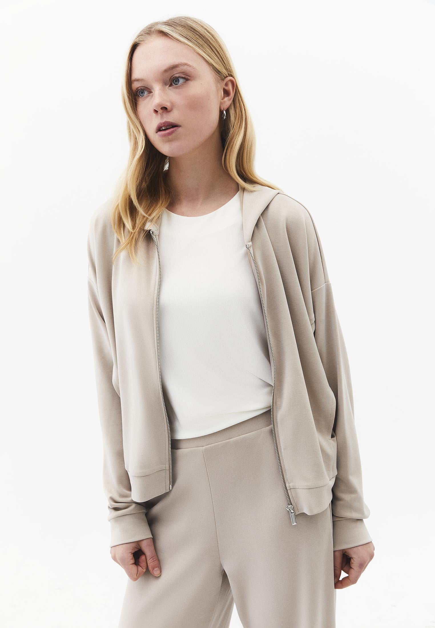 Long Sleeved Sweatshirt With Pocket Detail - FEATHER GRAY
