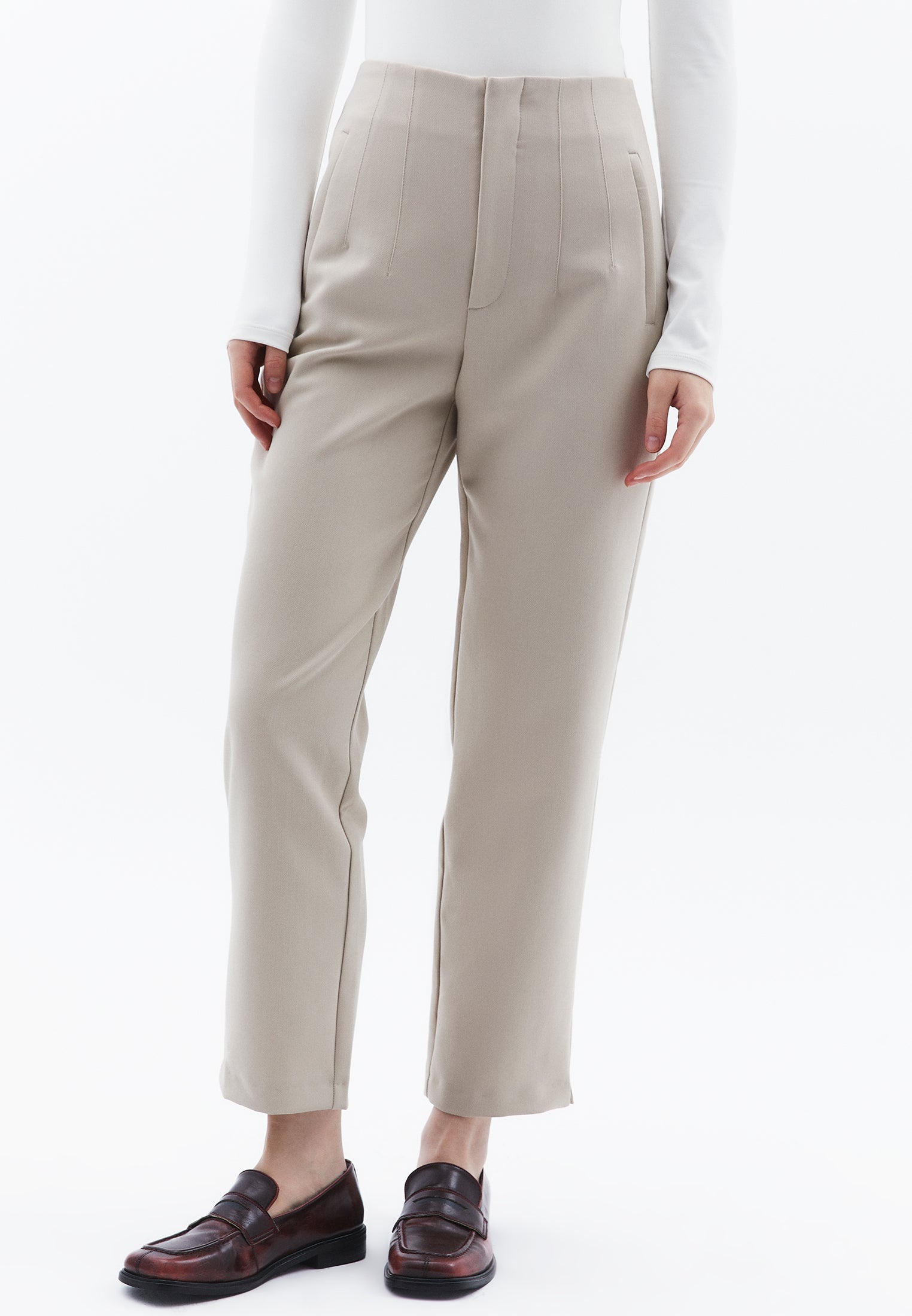 Ultra High Waist Carrot Pants - FEATHER GRAY