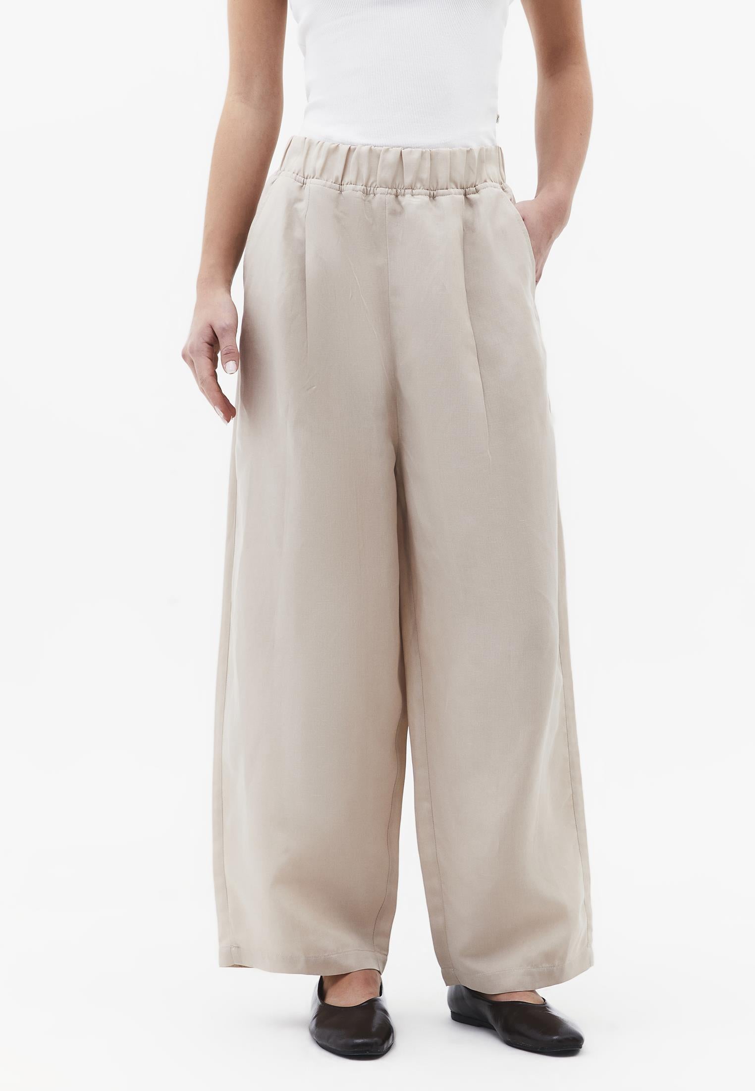 Balloon Form Elastic High Waist Carrot Pants - FEATHER GRAY