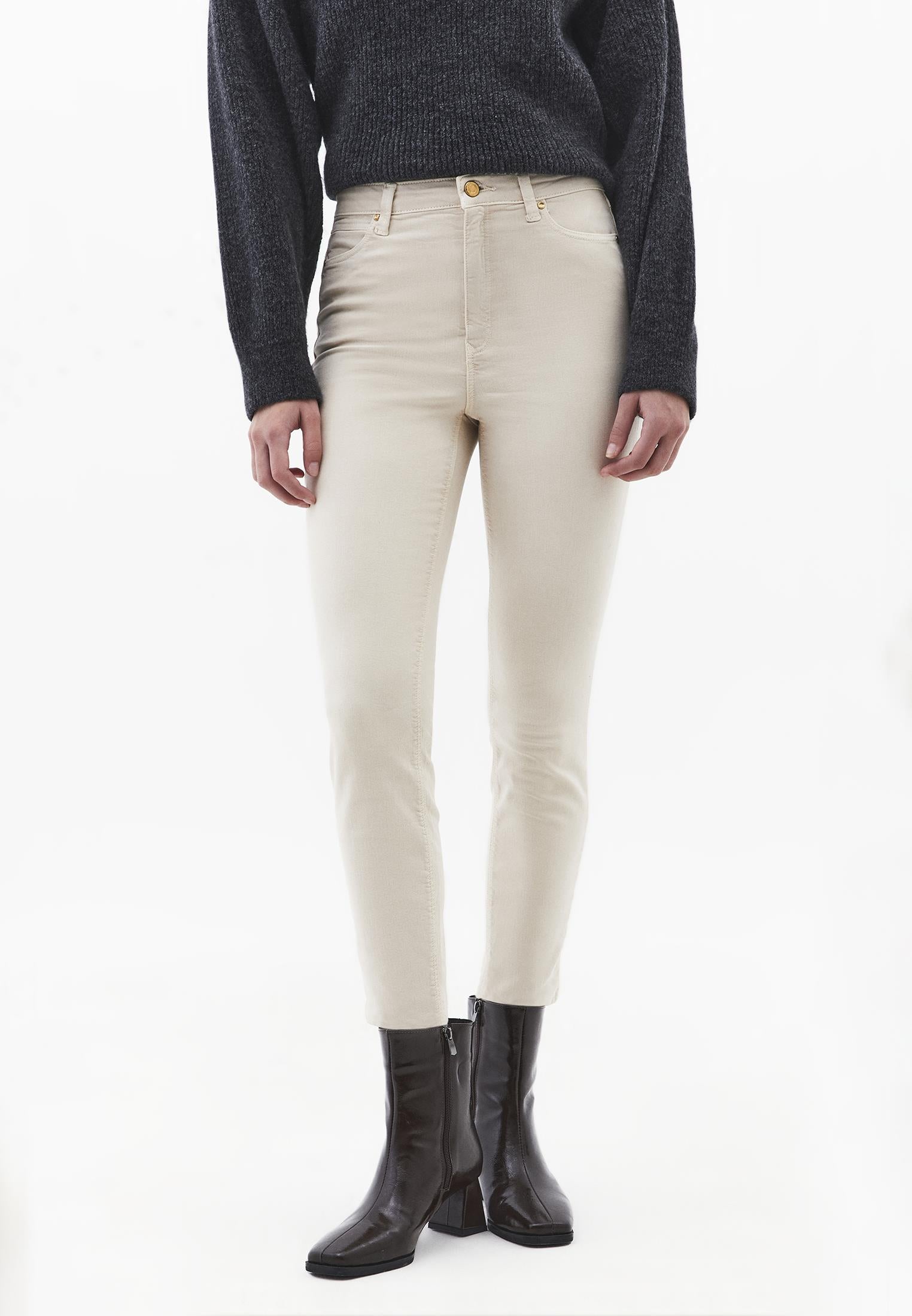 High Waist Ankle Pants - FEATHER GRAY