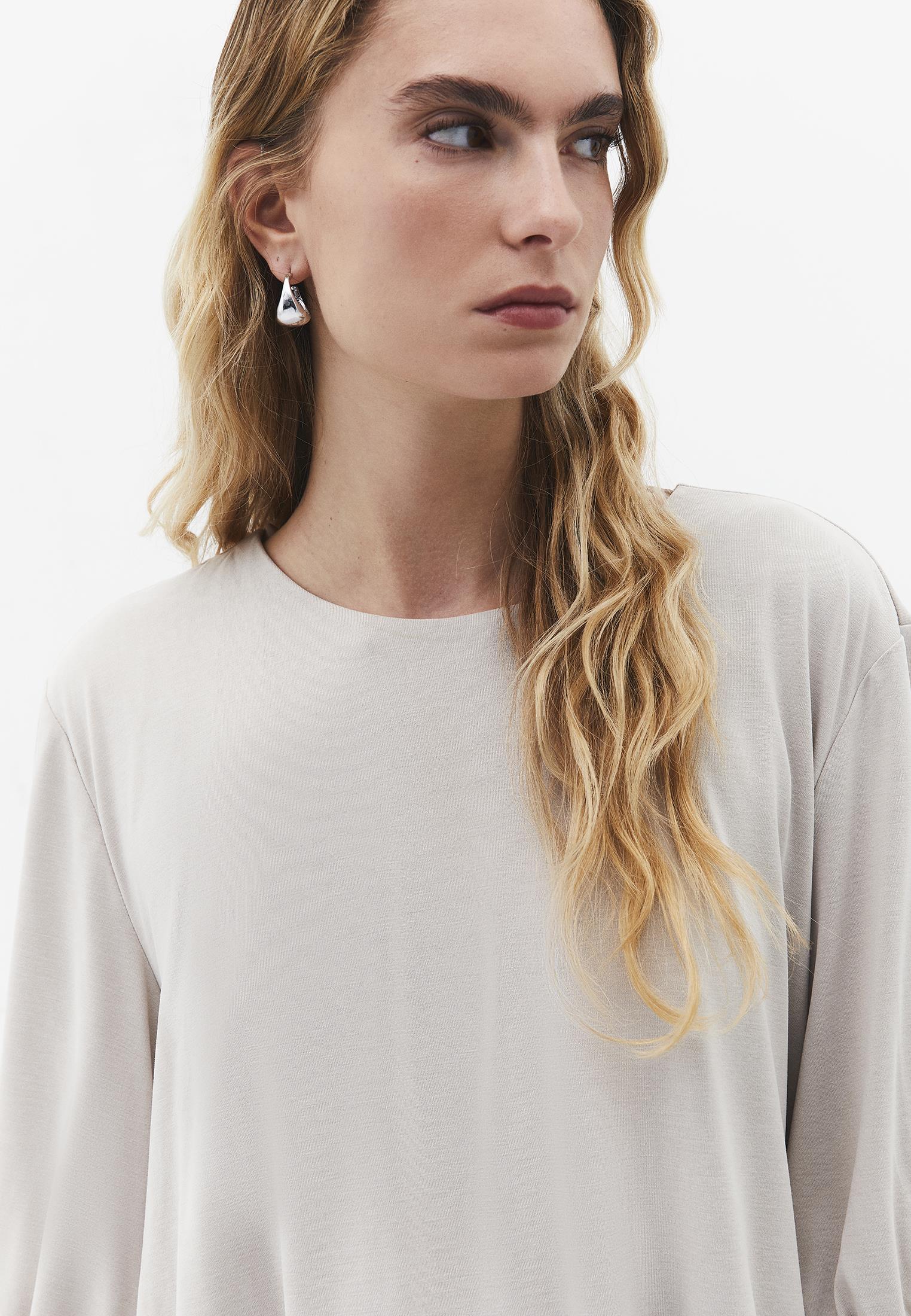 Crew Neck 3/4 Sleeve T-Shirt - FEATHER GRAY