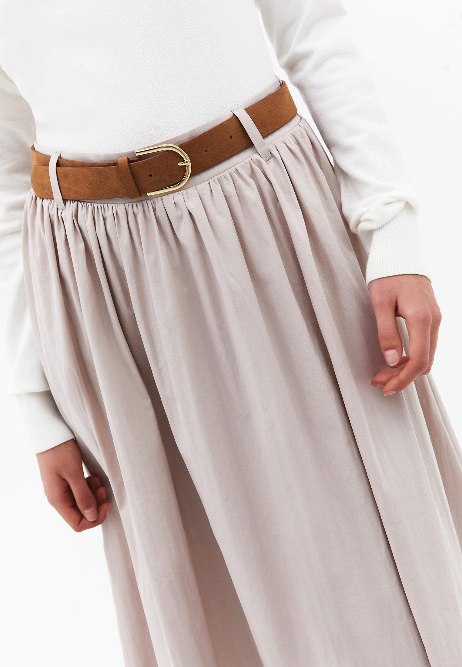 A-Line Long Skirt - FEATHER GRAY
