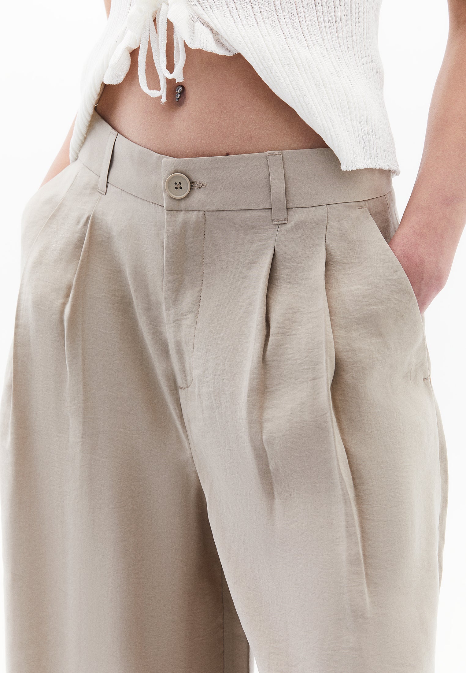Cropped Culotte Trousers - FEATHER GRAY