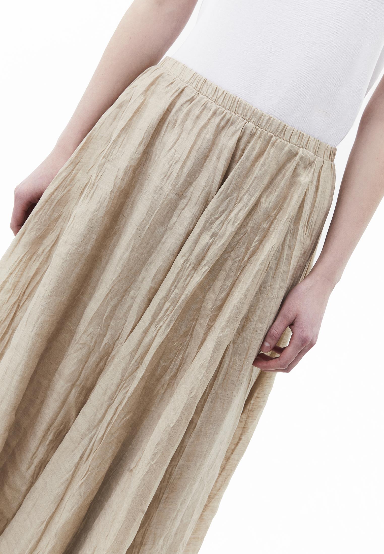 Shiny Flared Long Skirt - FEATHER GRAY