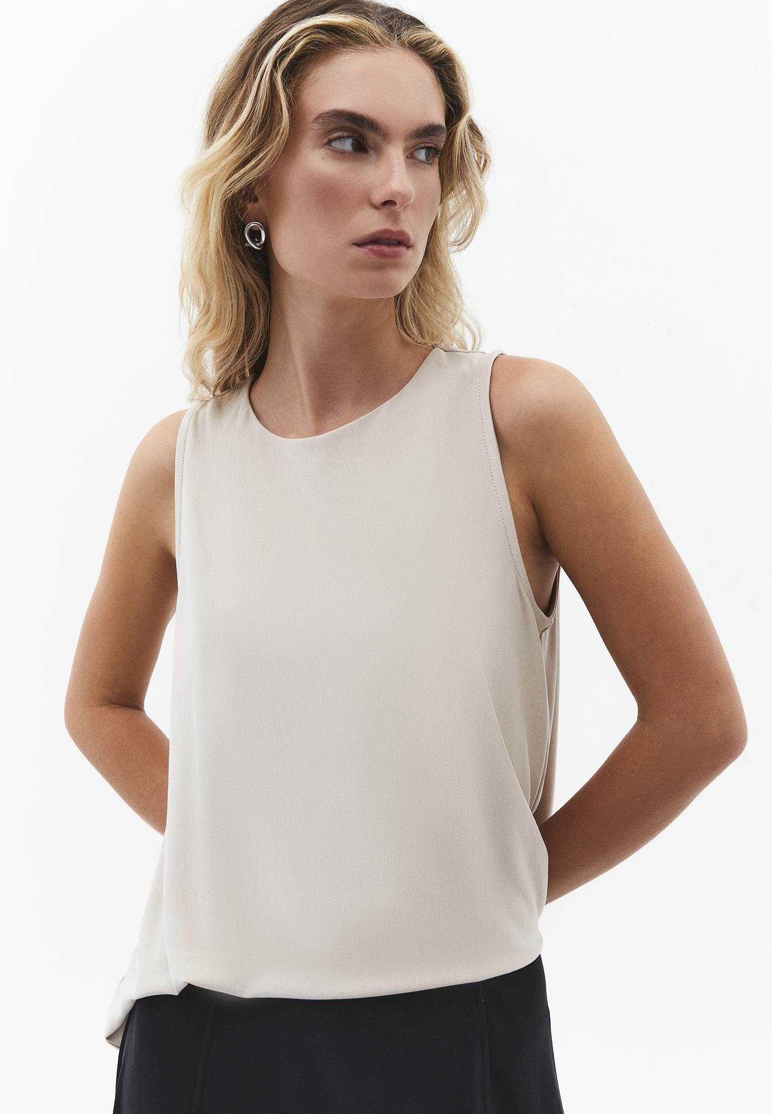 Crew Neck Loose Fit Tank Top - FEATHER GRAY
