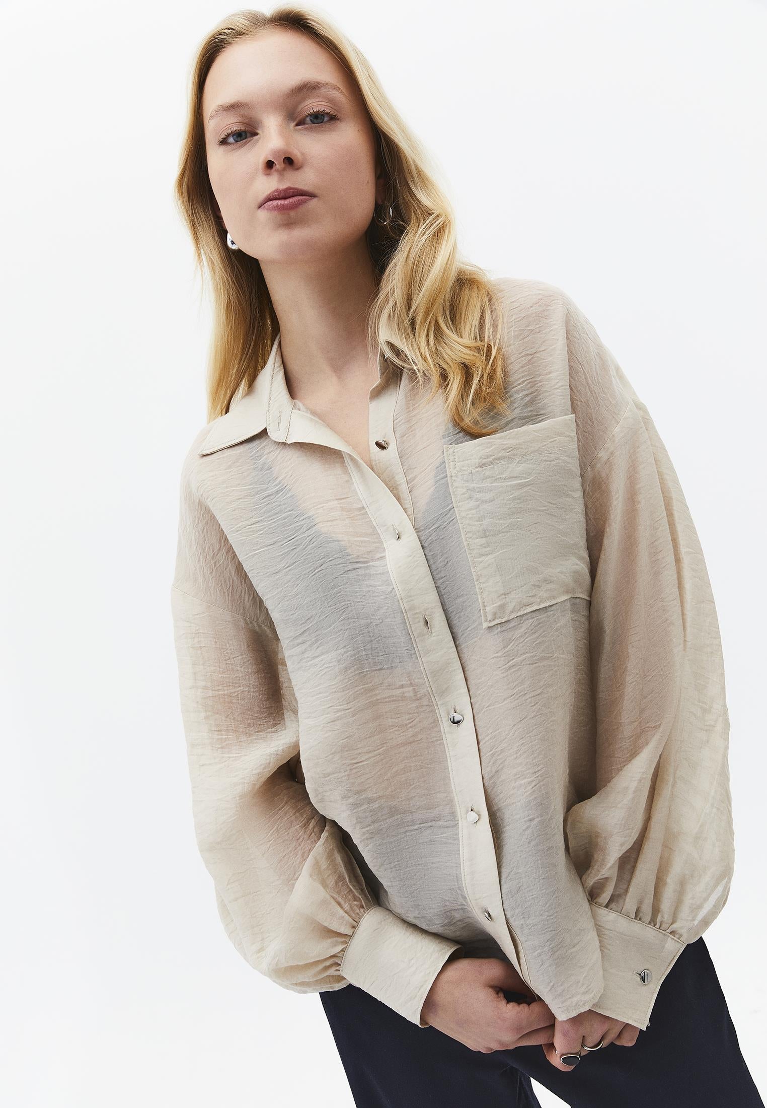 Loose Fit Long Sleeve Shirt - FEATHER GRAY