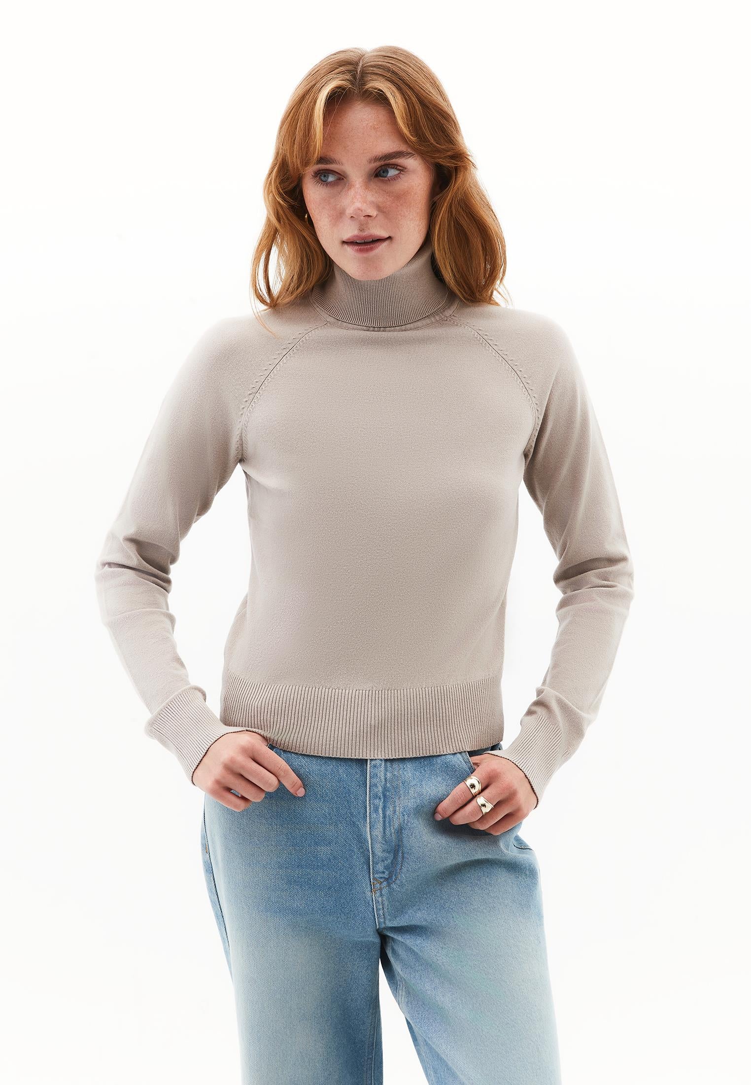 Slim Fit Turtleneck Knitwear - FEATHER GRAY