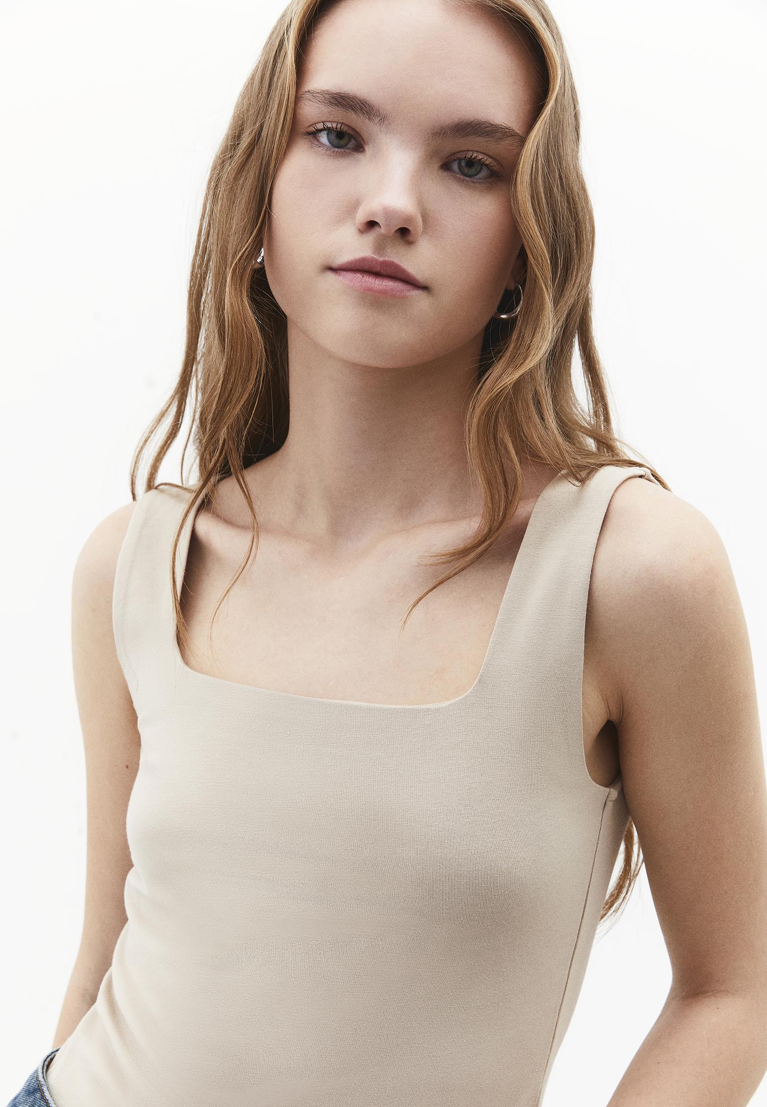 Square Neck Bodycon Tank Top - FEATHER GRAY