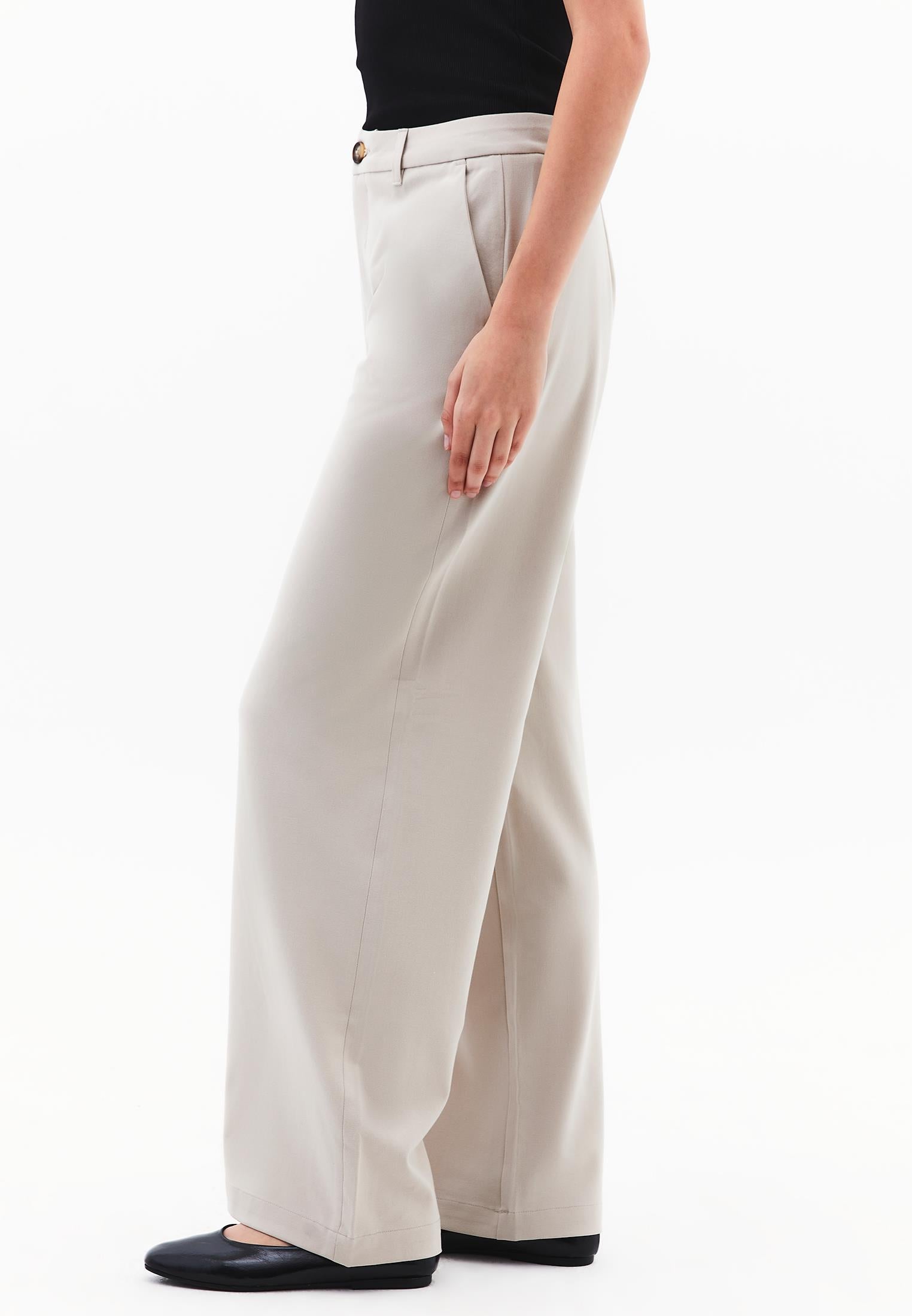 Straight Leg Buttoned Pants - FEATHER GRAY