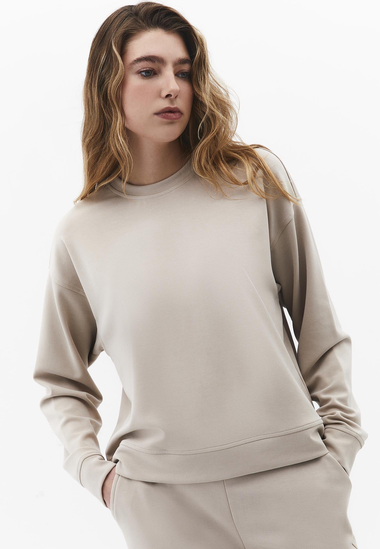 Crew Neck Long Sleeve Sweatshirt - FEATHER GRAY