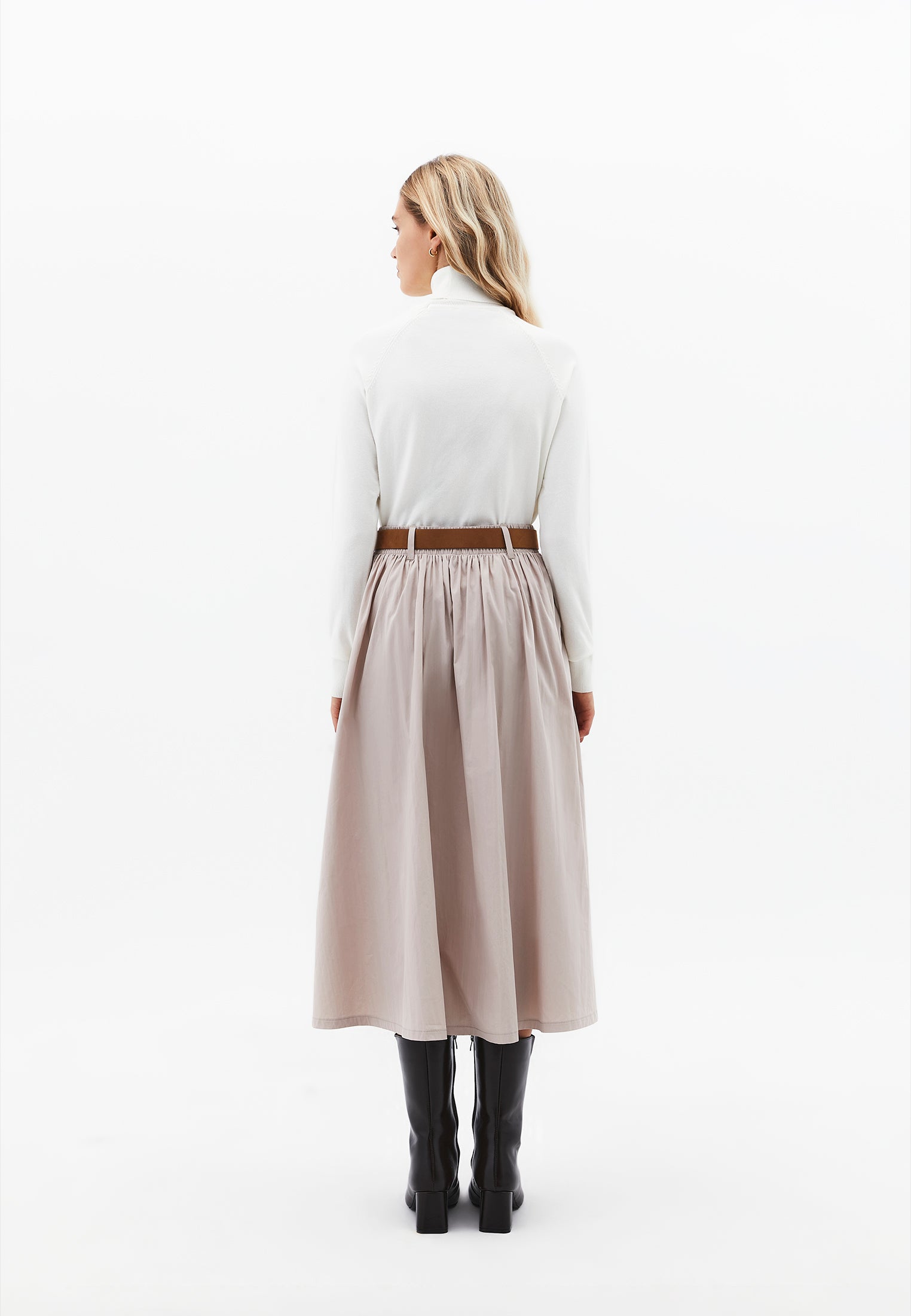 A-Line Long Skirt - FEATHER GRAY